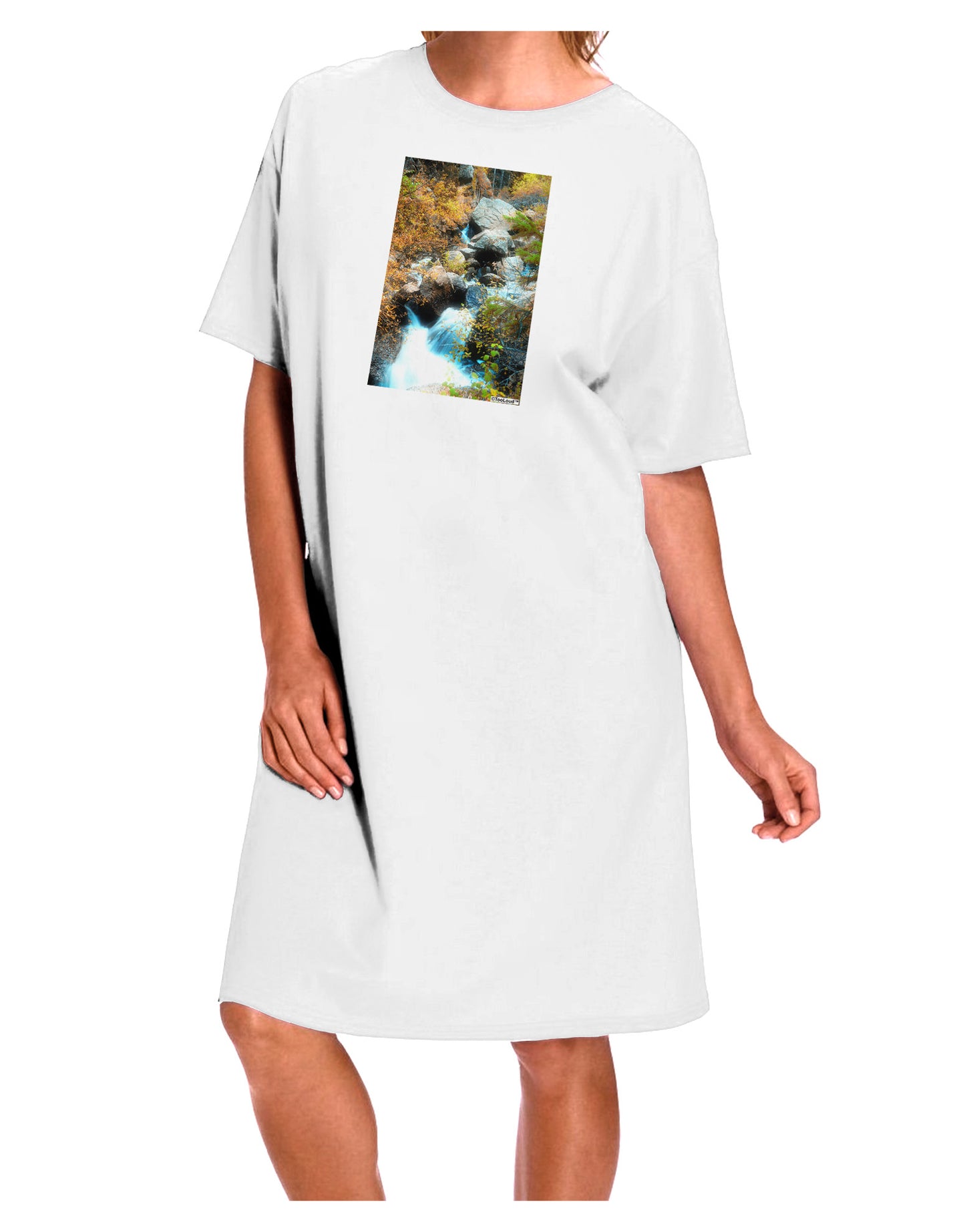 Stylish and Comfortable Rockies Waterfall Adult Night Shirt Dress in White - Available in One Size-Night Shirt-TooLoud-White-OSFM-Davson Sales
