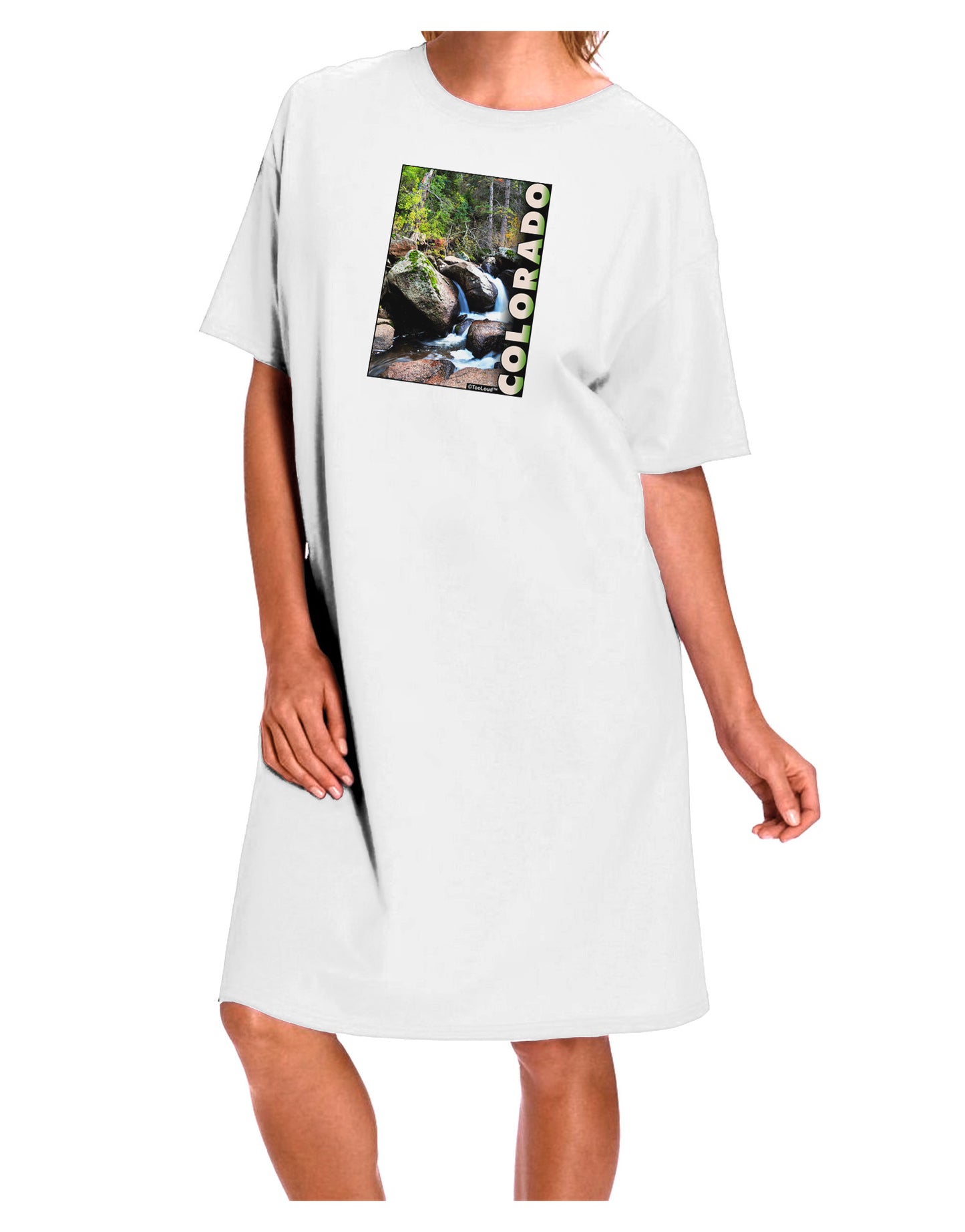 Rockies River Adult Night Shirt Dress in White - One Size-Night Shirt-TooLoud-White-OSFM-Davson Sales