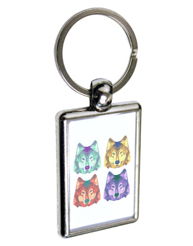 Geometric Wolf Head Pop Art Keychain Key Ring by TooLoud-TooLoud-Davson Sales