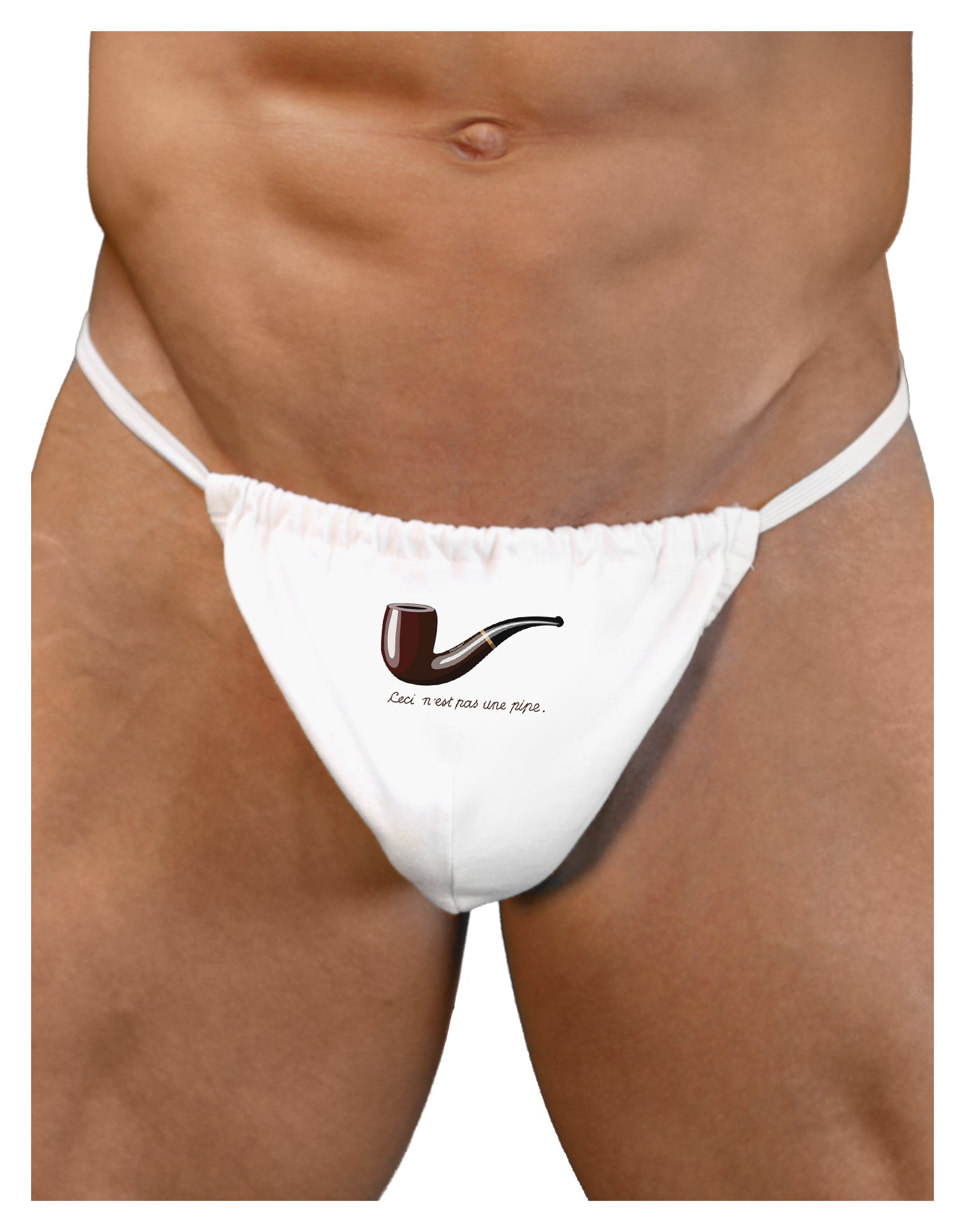Ceci n'est pas une pipe Mens G-String Underwear-Mens G-String-LOBBO-White-Small/Medium-Davson Sales
