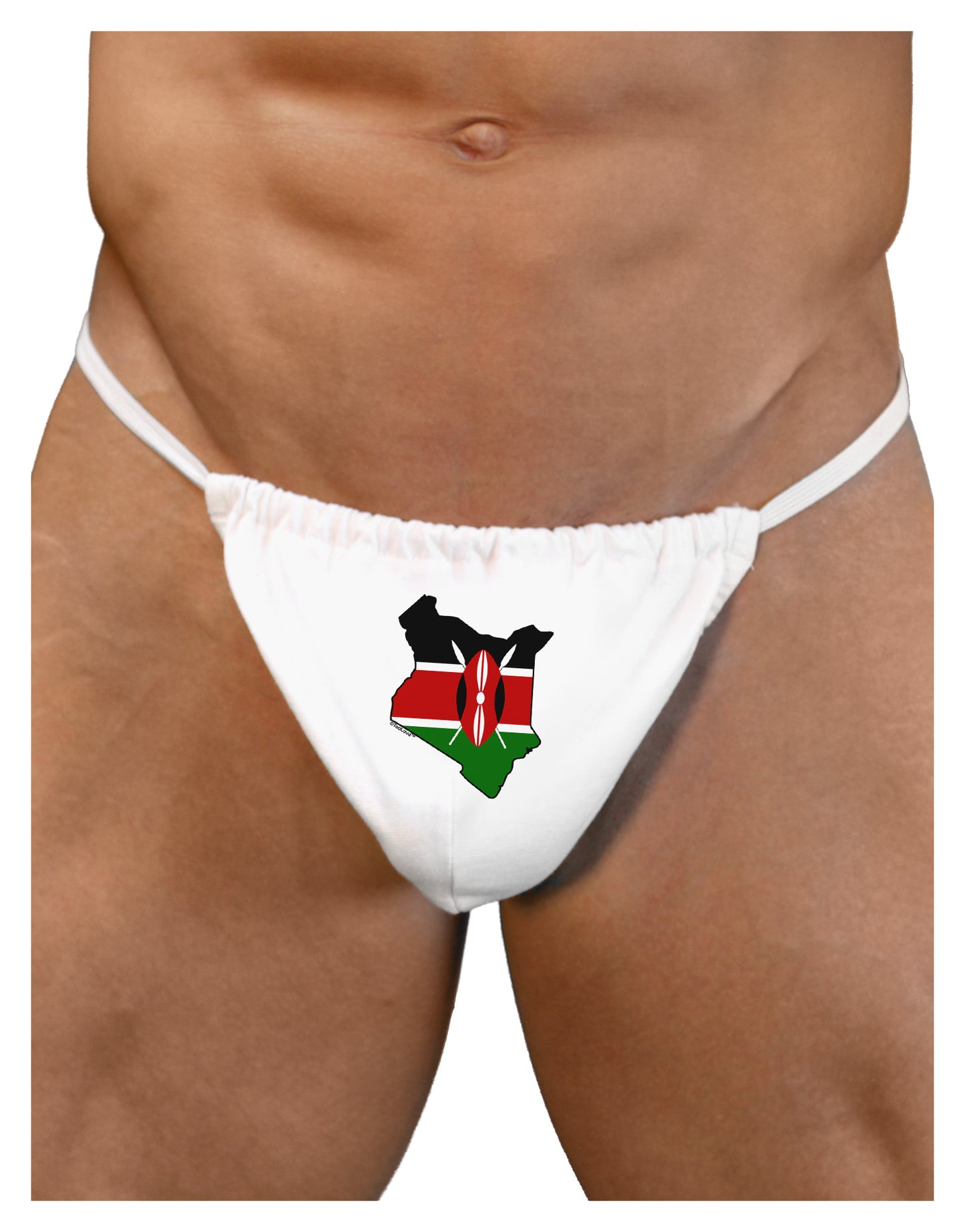 Kenya Flag Silhouette Mens G-String Underwear-Mens G-String-LOBBO-White-Small/Medium-Davson Sales