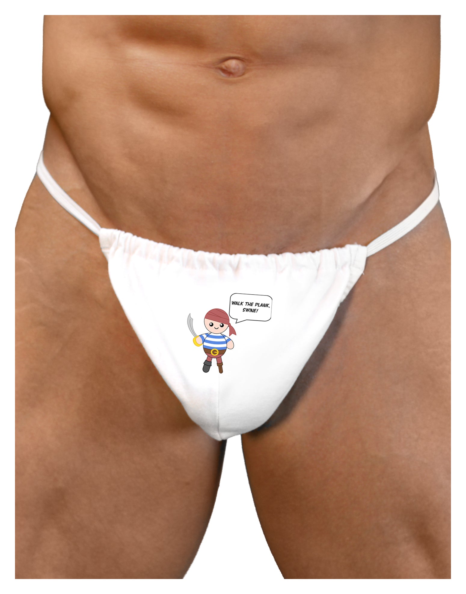 Walk the Plank Swine - Petey the Pirate Mens G-String Underwear-Mens G-String-LOBBO-White-Small/Medium-Davson Sales