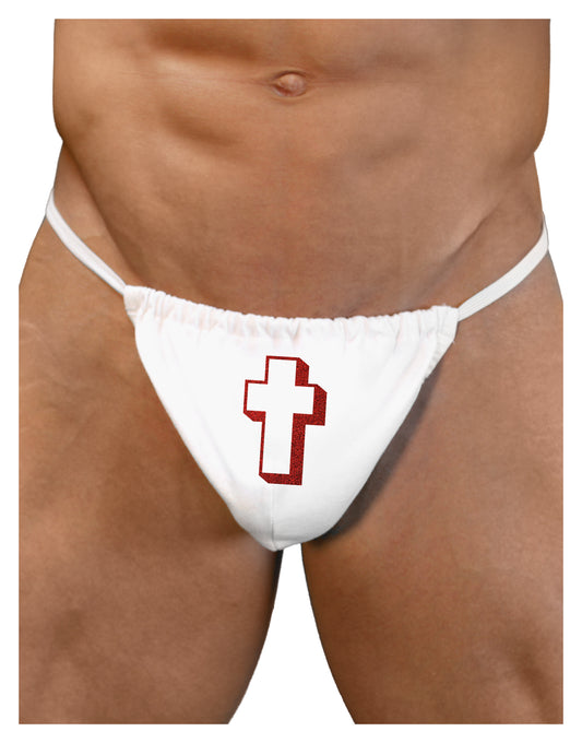 Simple Cross Design Glitter - Red Mens G-String Underwear by TooLoud-Mens G-String-LOBBO-White-Small/Medium-Davson Sales