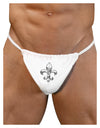 Distressed Fleur de Lis Mens G-String Underwear-Mens G-String-LOBBO-White-Small/Medium-Davson Sales