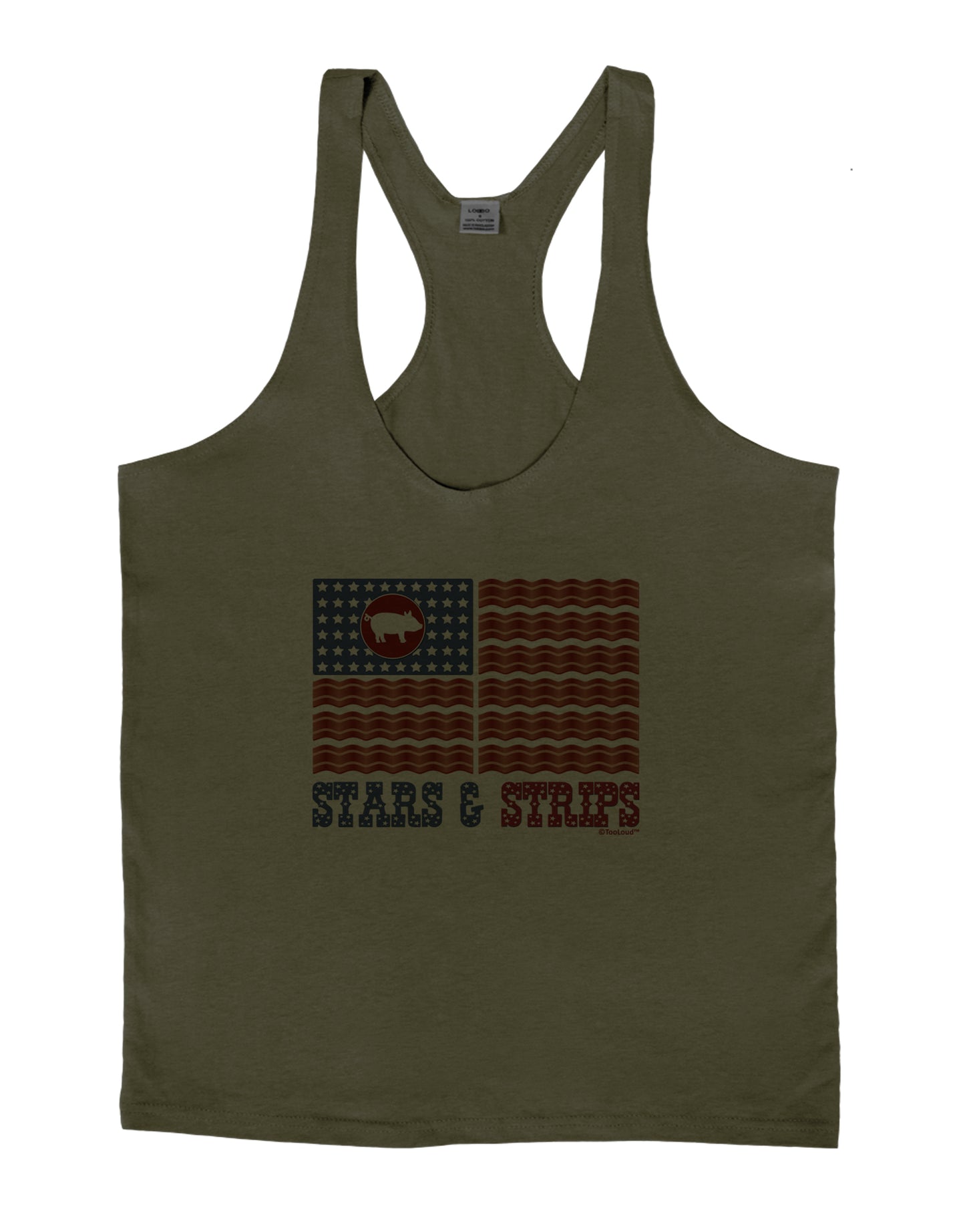 American Bacon Flag - Stars and Strips Mens String Tank Top-Men's String Tank Tops-LOBBO-Army-Green-Small-Davson Sales