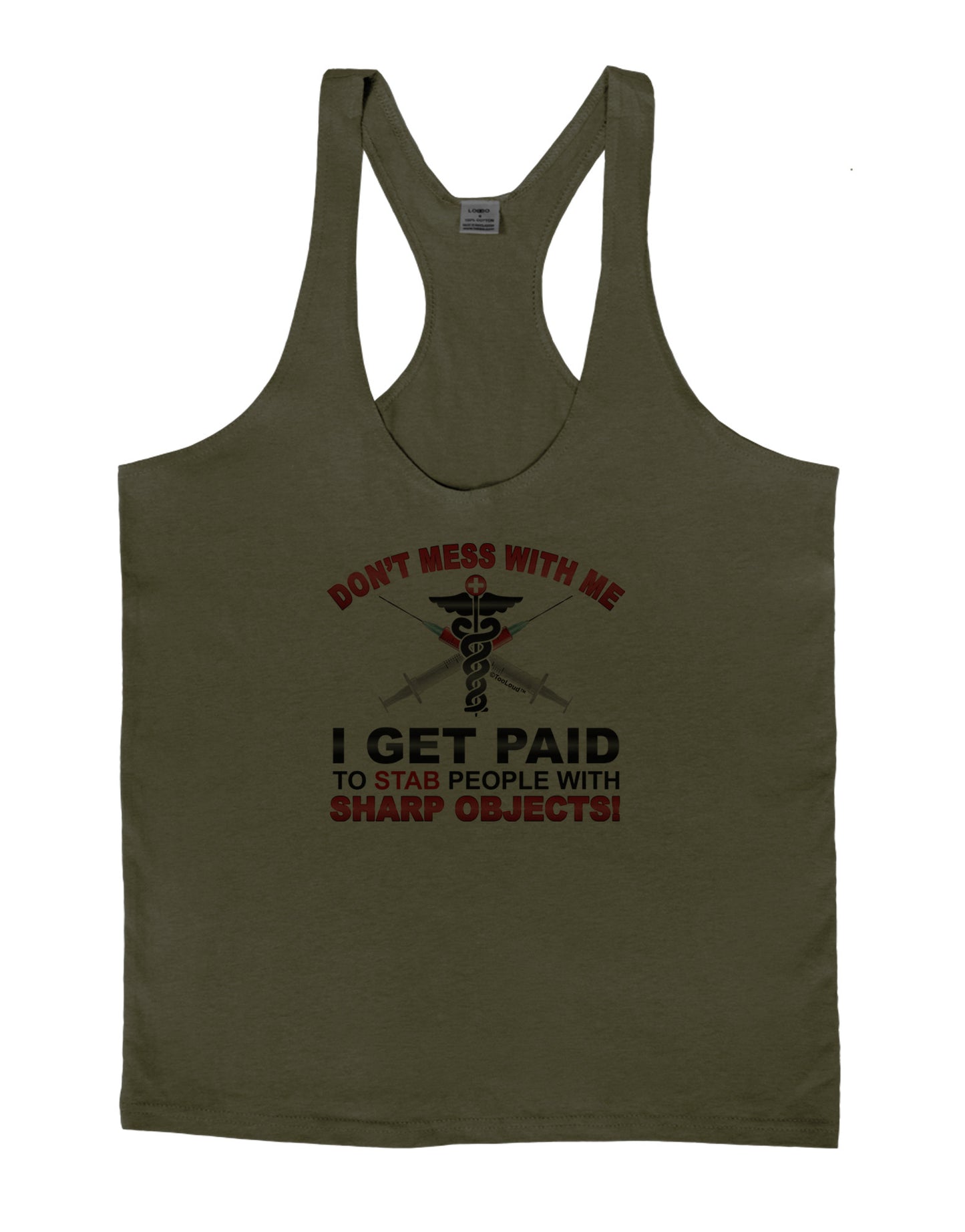 Nurse - Don't Mess With Me Mens String Tank Top-Men's String Tank Tops-LOBBO-Army-Green-Small-Davson Sales