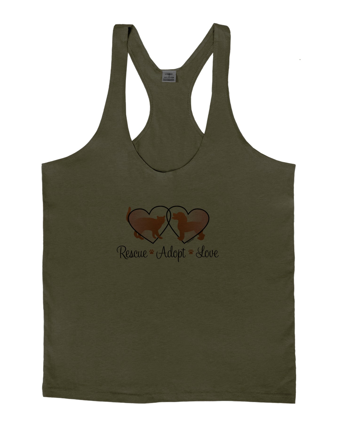 Rescue Adopt Love Mens String Tank Top-Men's String Tank Tops-LOBBO-Army-Green-Small-Davson Sales