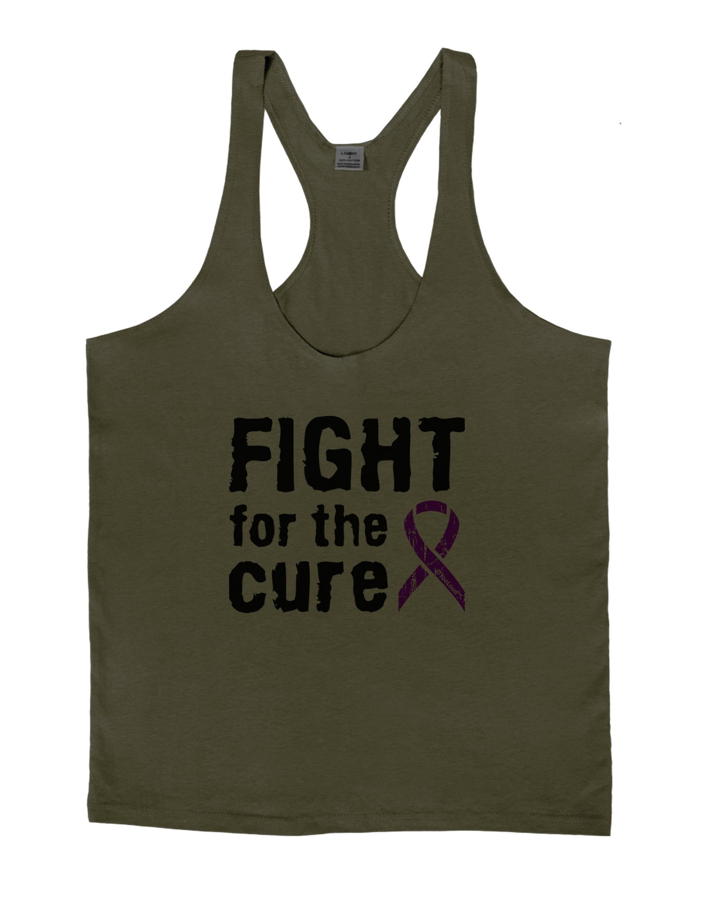 Fight for the Cure - Purple Ribbon Alzheimers Disease Mens String Tank Top-Men's String Tank Tops-LOBBO-Army-Green-Small-Davson Sales