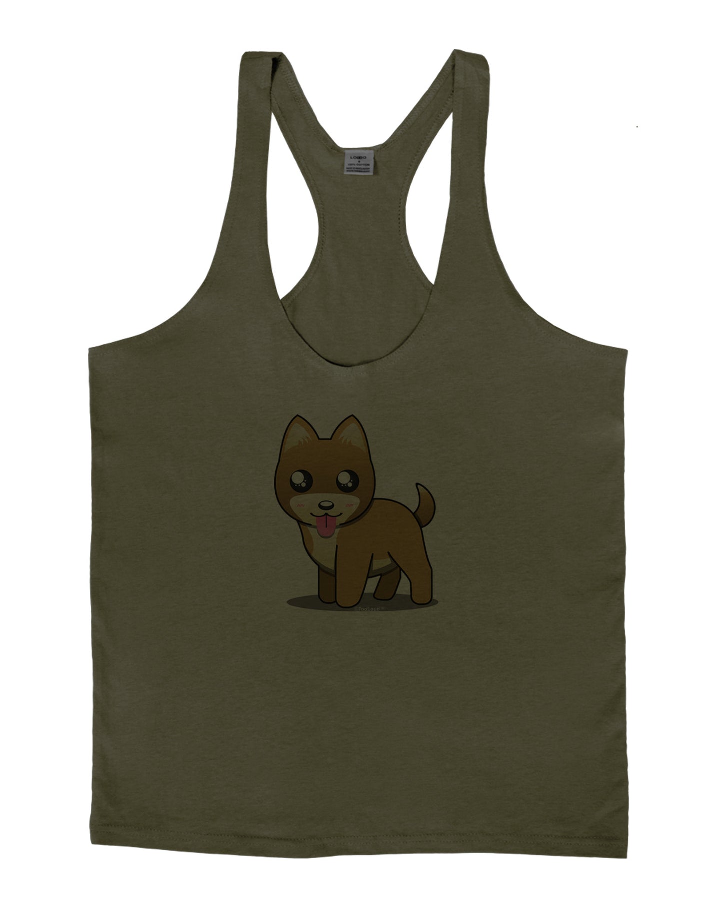 Kawaii Standing Puppy Mens String Tank Top-Men's String Tank Tops-LOBBO-Army-Green-Small-Davson Sales