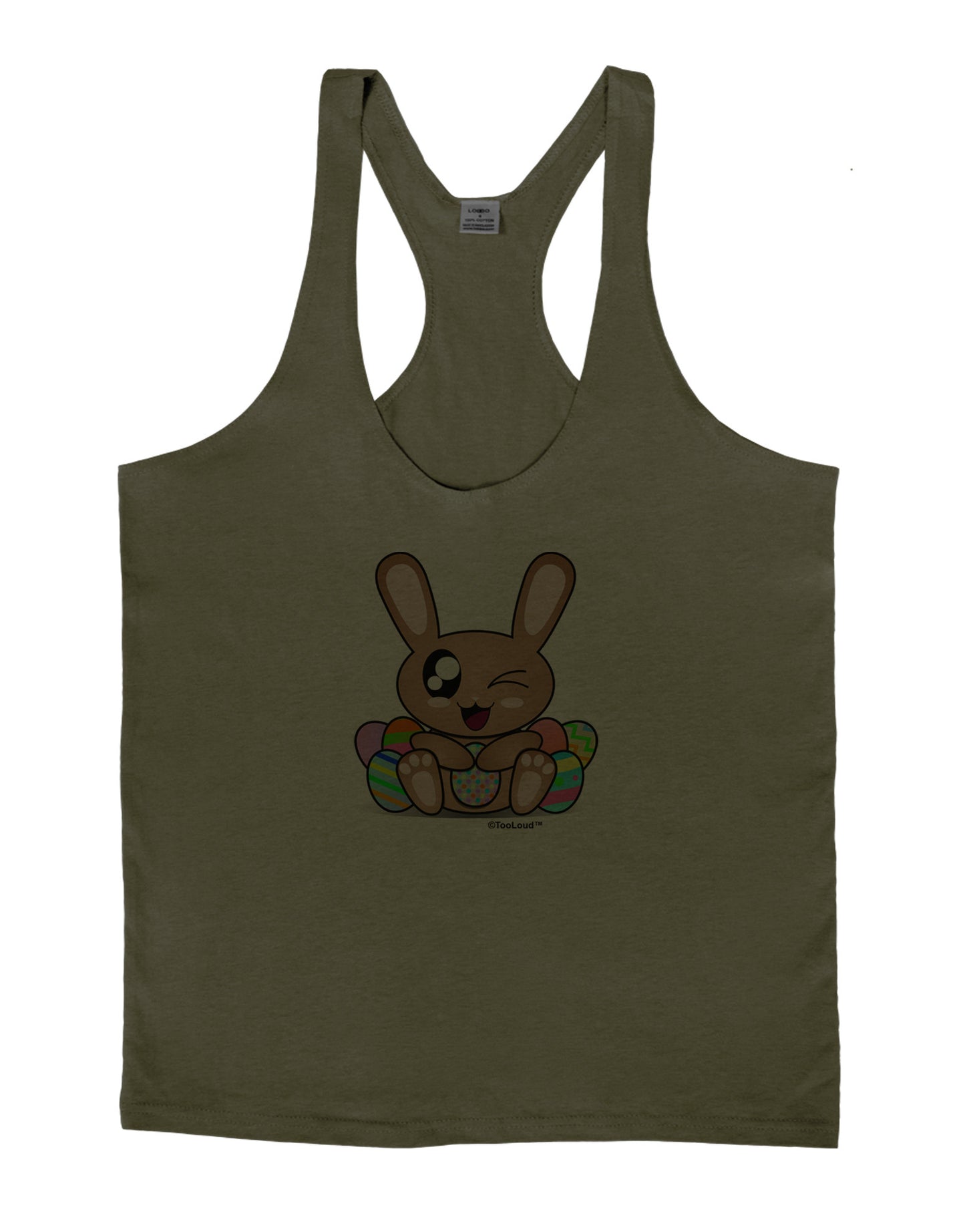Cute Bunny with Eggs Mens String Tank Top-Men's String Tank Tops-LOBBO-Army-Green-Small-Davson Sales