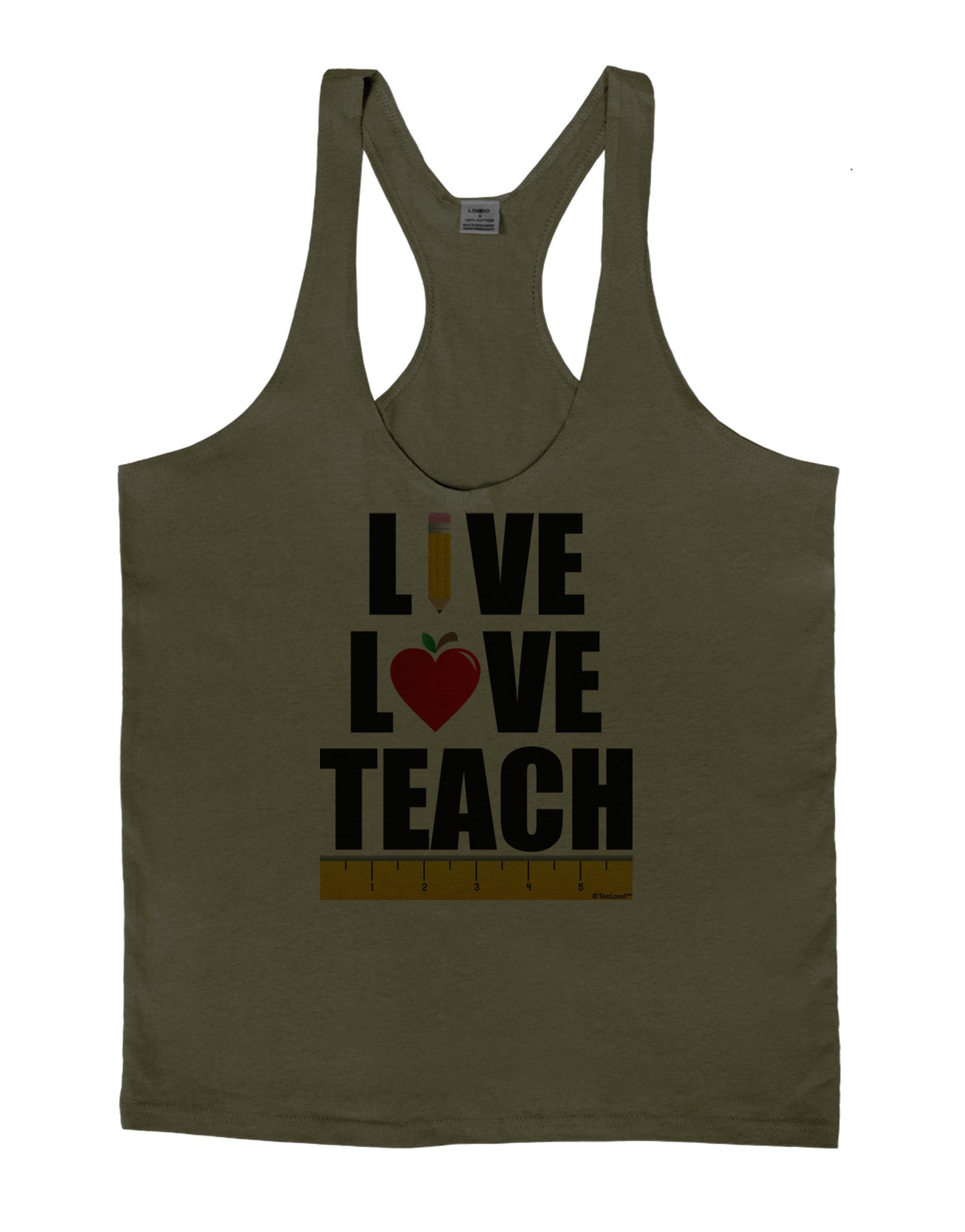 Live Love Teach Mens String Tank Top-Men's String Tank Tops-LOBBO-Army-Green-Small-Davson Sales