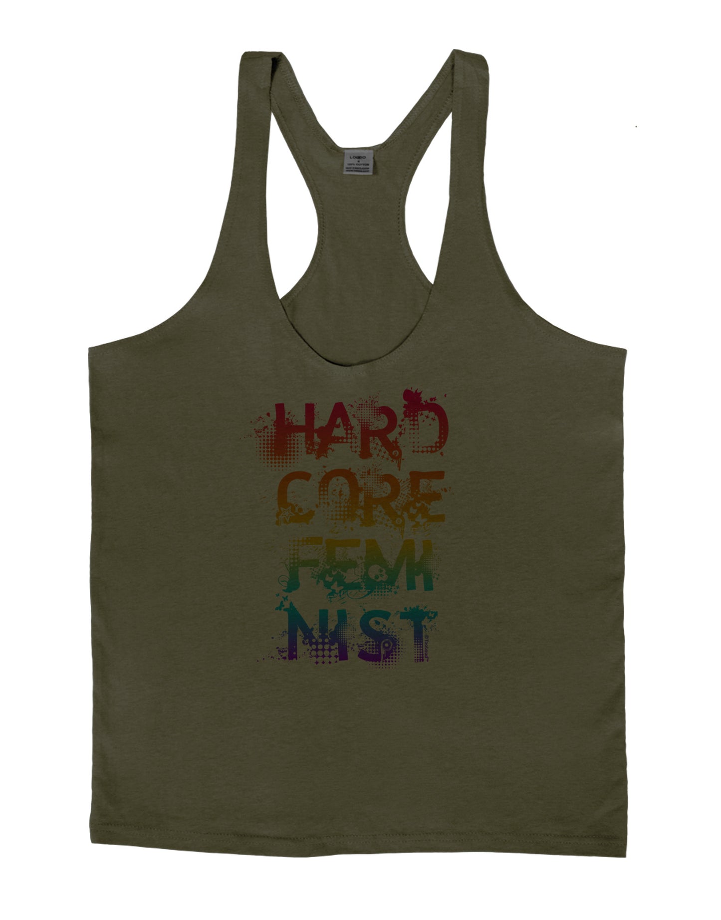 Hardcore Feminist - Rainbow Mens String Tank Top-Men's String Tank Tops-LOBBO-Army-Green-Small-Davson Sales