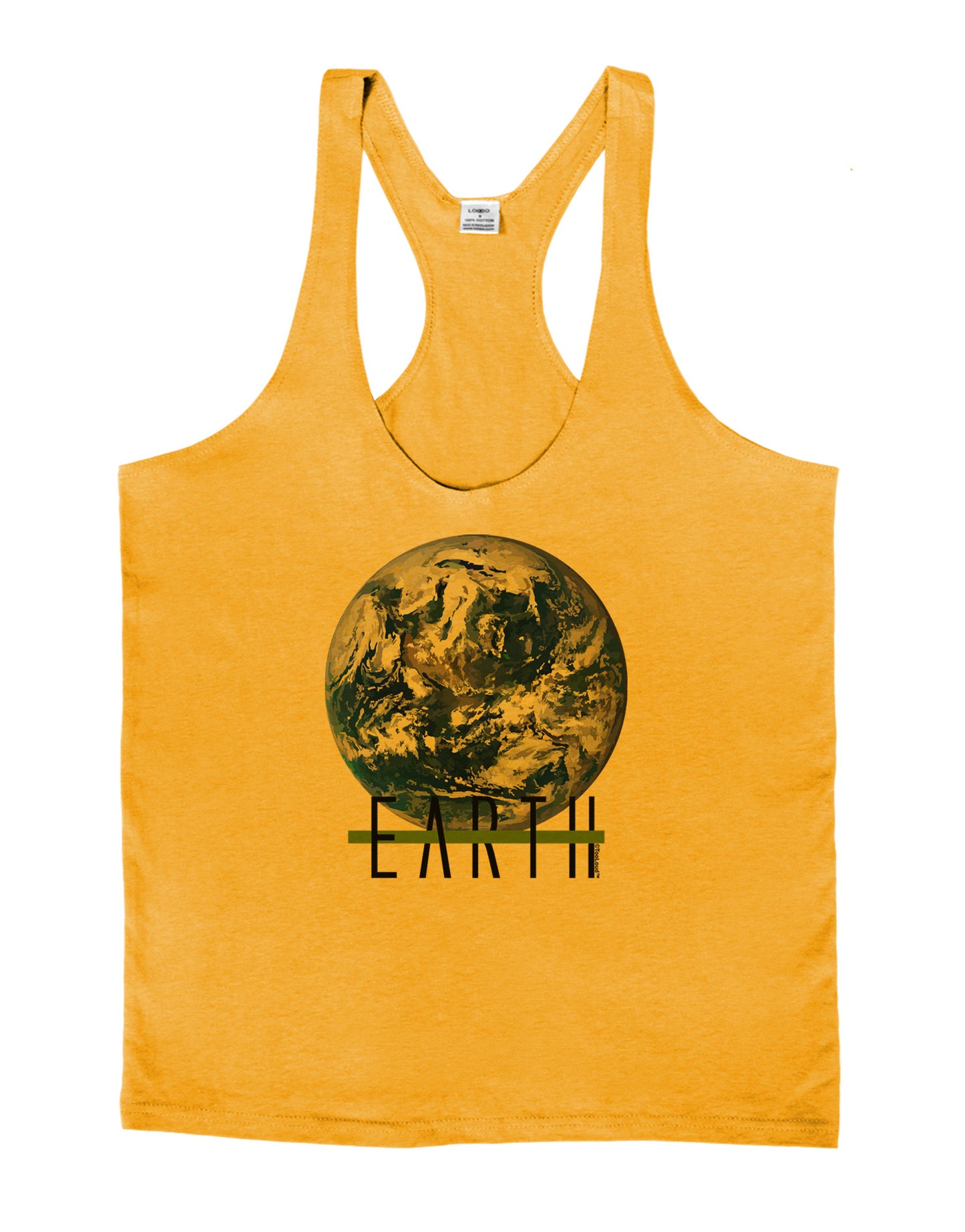 Planet Earth Text Mens String Tank Top-Men's String Tank Tops-LOBBO-Gold-Small-Davson Sales