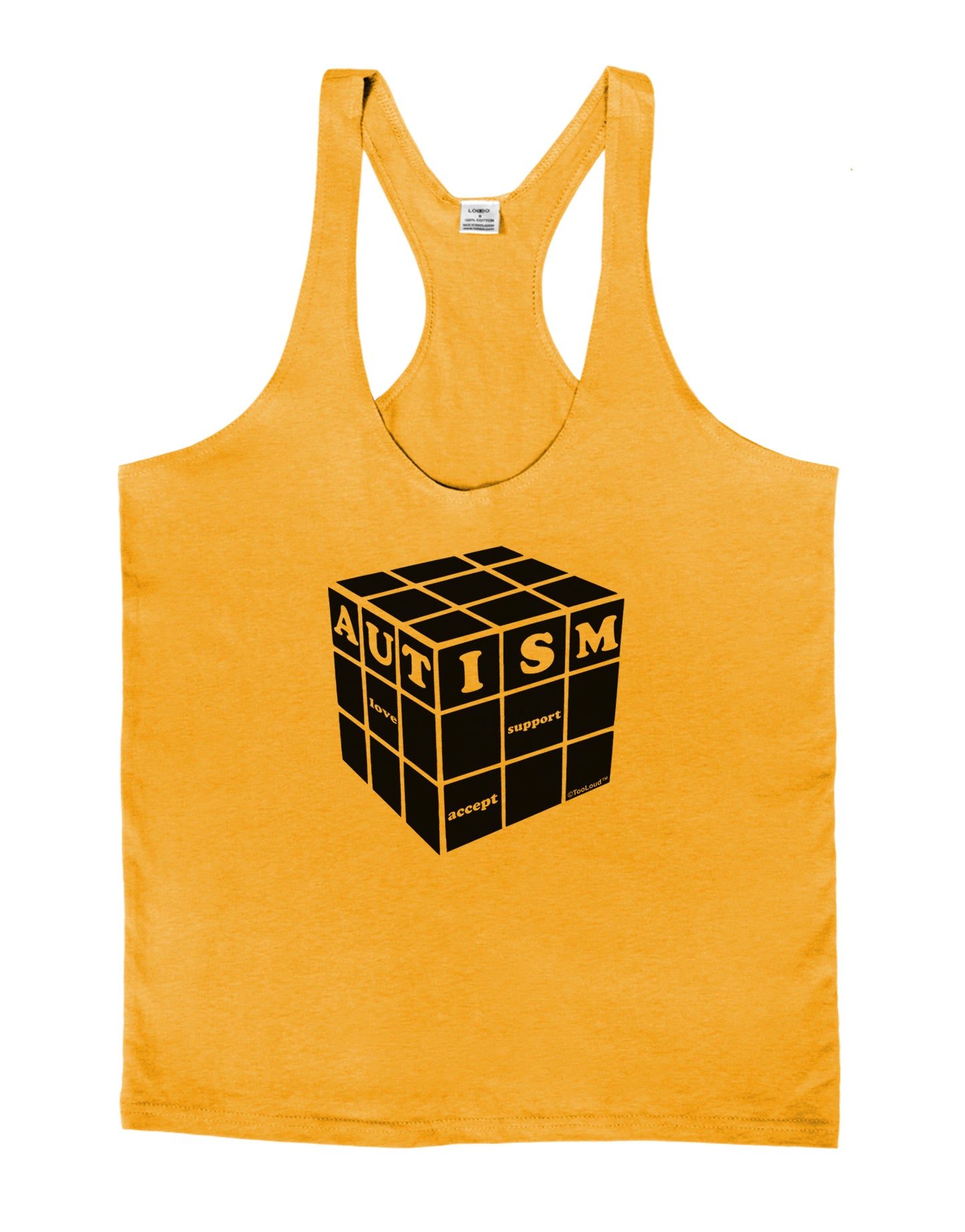 Autism Awareness - Cube B & W Mens String Tank Top-Men's String Tank Tops-LOBBO-Gold-Small-Davson Sales