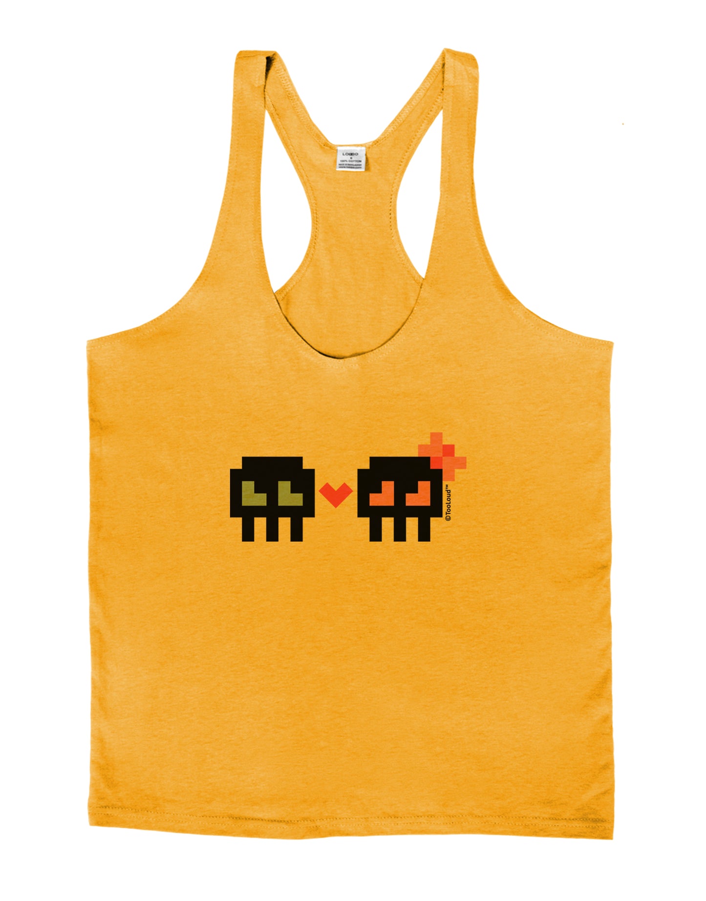 8-Bit Skull Love - Boy and Girl Mens String Tank Top-Men's String Tank Tops-LOBBO-Gold-Small-Davson Sales