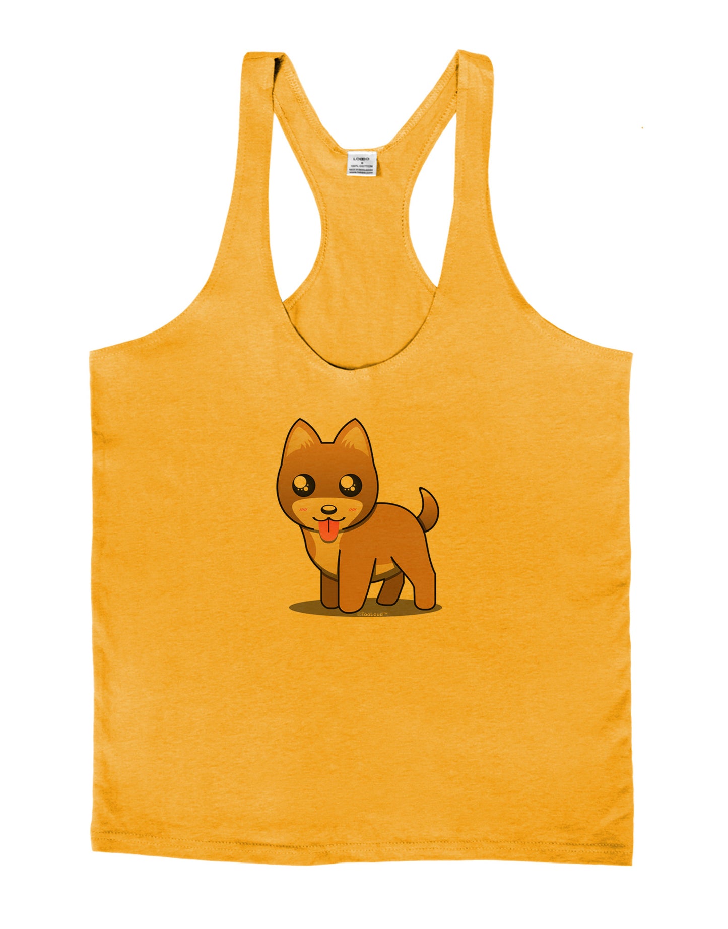 Kawaii Standing Puppy Mens String Tank Top-Men's String Tank Tops-LOBBO-Gold-Small-Davson Sales