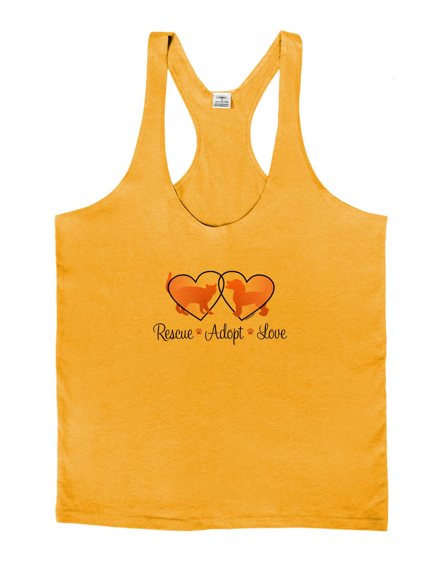 Rescue Adopt Love Mens String Tank Top-Men's String Tank Tops-LOBBO-Gold-Small-Davson Sales