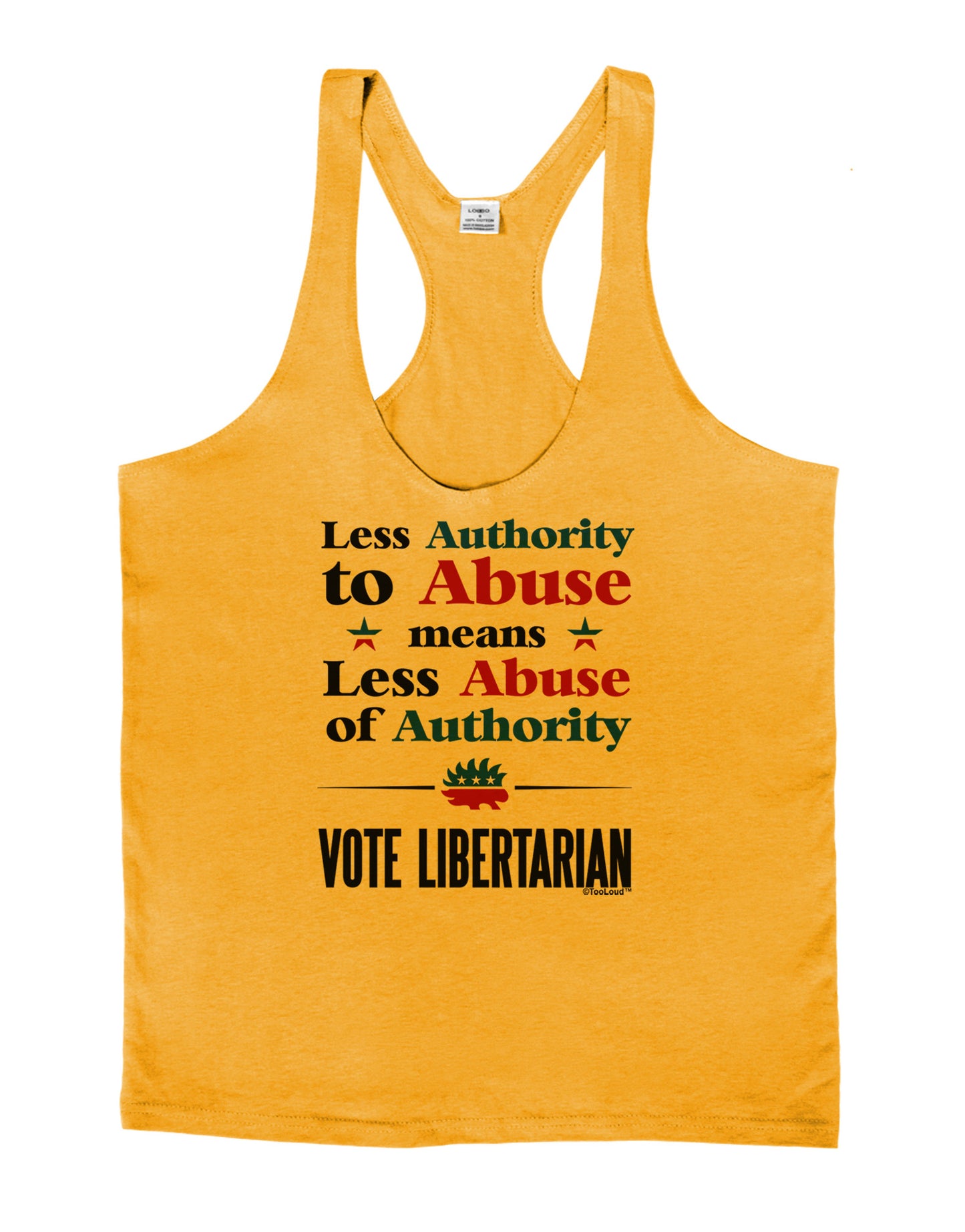 Libertarian Against Authority Abuse Mens String Tank Top-Men's String Tank Tops-LOBBO-Gold-Small-Davson Sales