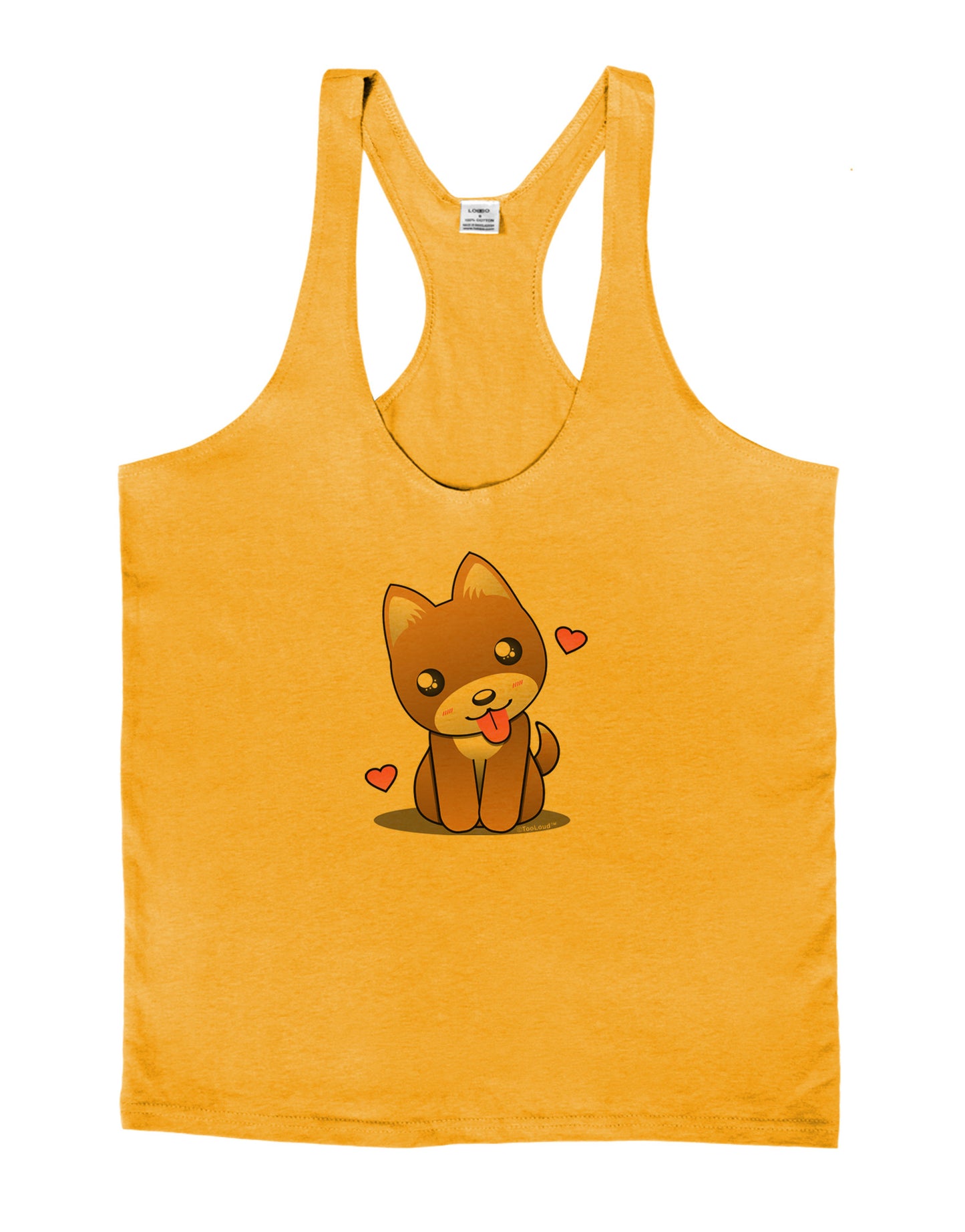 Kawaii Puppy Mens String Tank Top-Men's String Tank Tops-LOBBO-Gold-Small-Davson Sales
