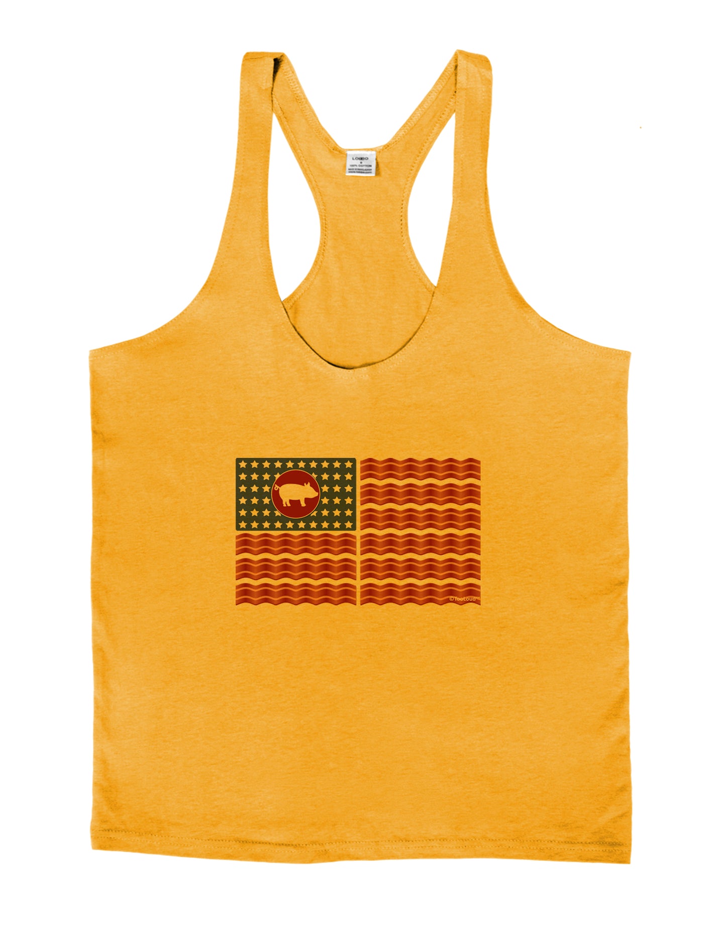 American Bacon Flag Mens String Tank Top-Men's String Tank Tops-LOBBO-Gold-Small-Davson Sales