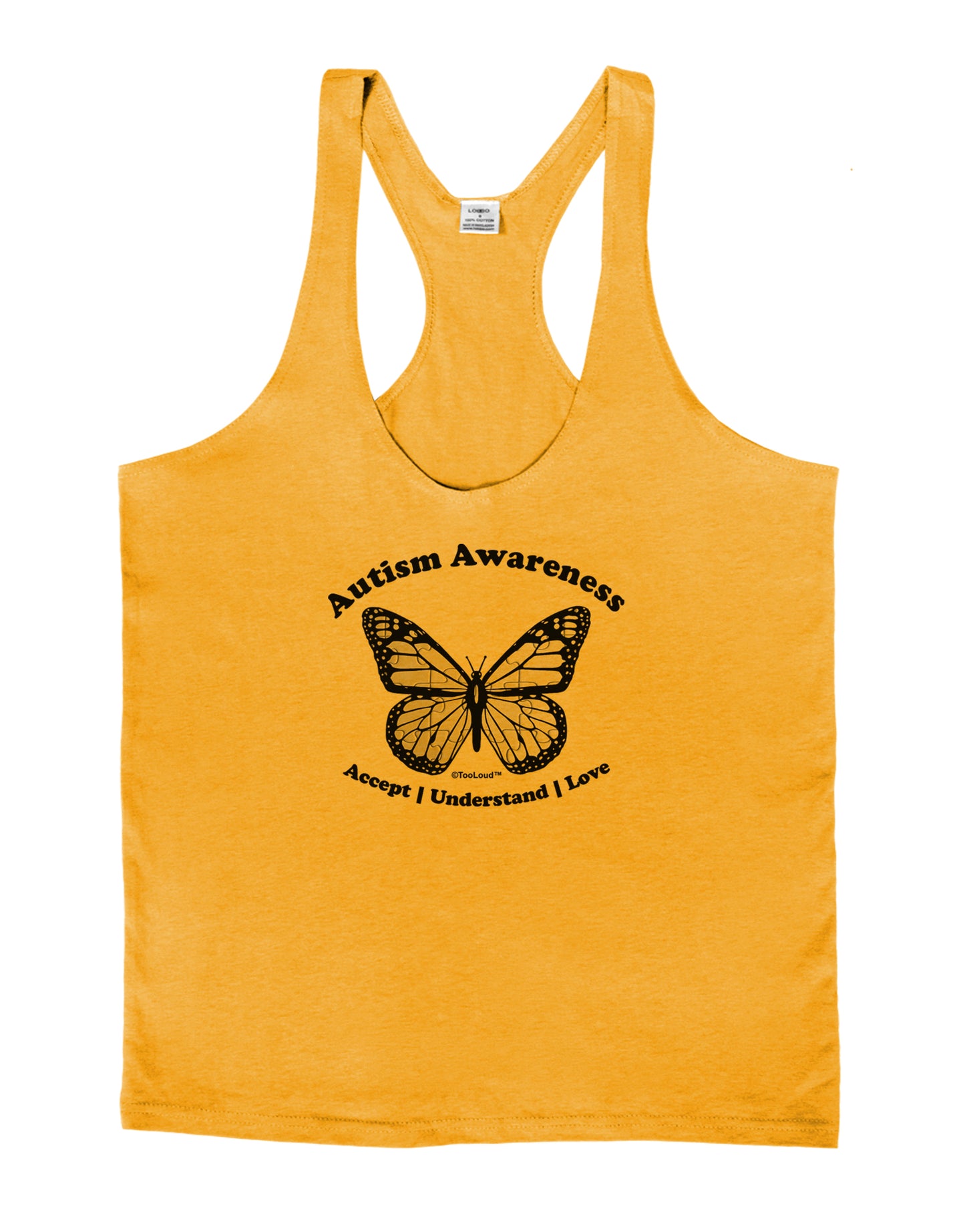 Autism Awareness - Puzzle Piece Butterfly 2 Mens String Tank Top-Men's String Tank Tops-LOBBO-Gold-Small-Davson Sales