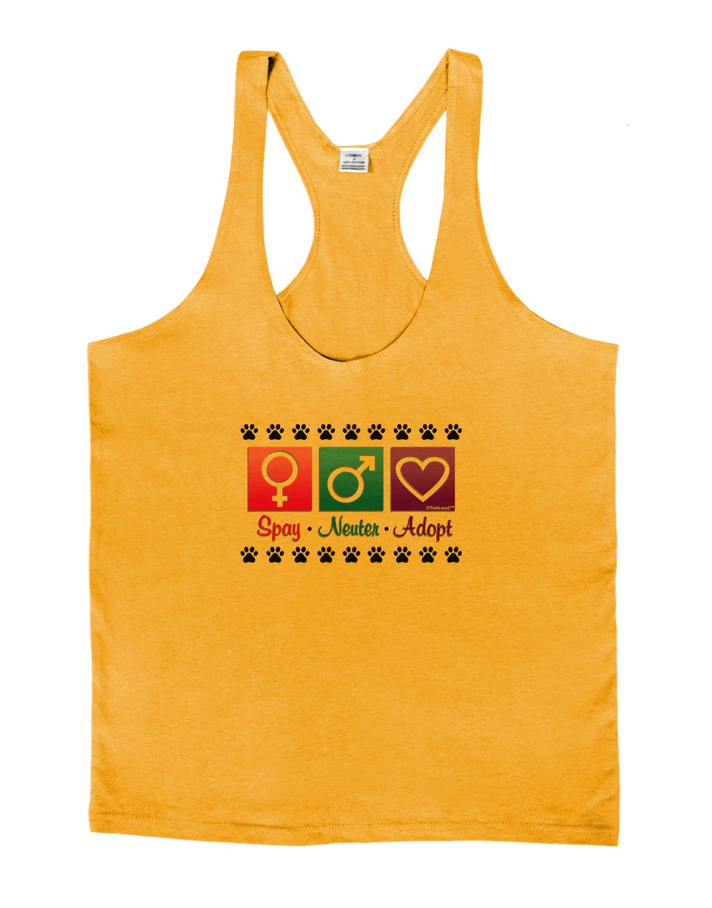 Spay Neuter Adopt Mens String Tank Top-Men's String Tank Tops-LOBBO-Gold-Small-Davson Sales
