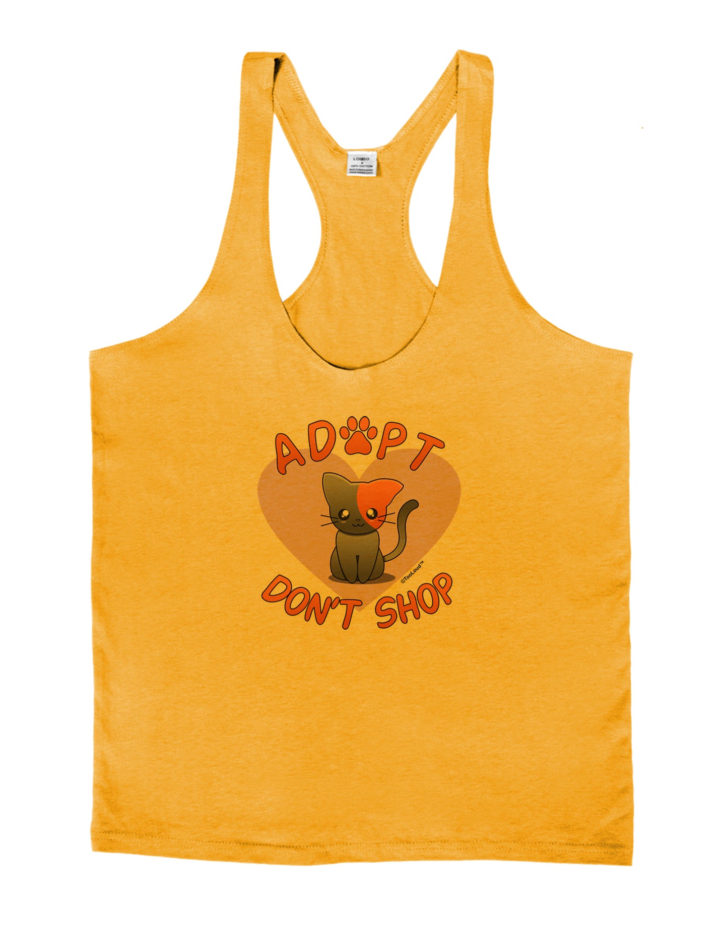 Adopt Don't Shop Cute Kitty Mens String Tank Top-Men's String Tank Tops-LOBBO-Gold-Small-Davson Sales