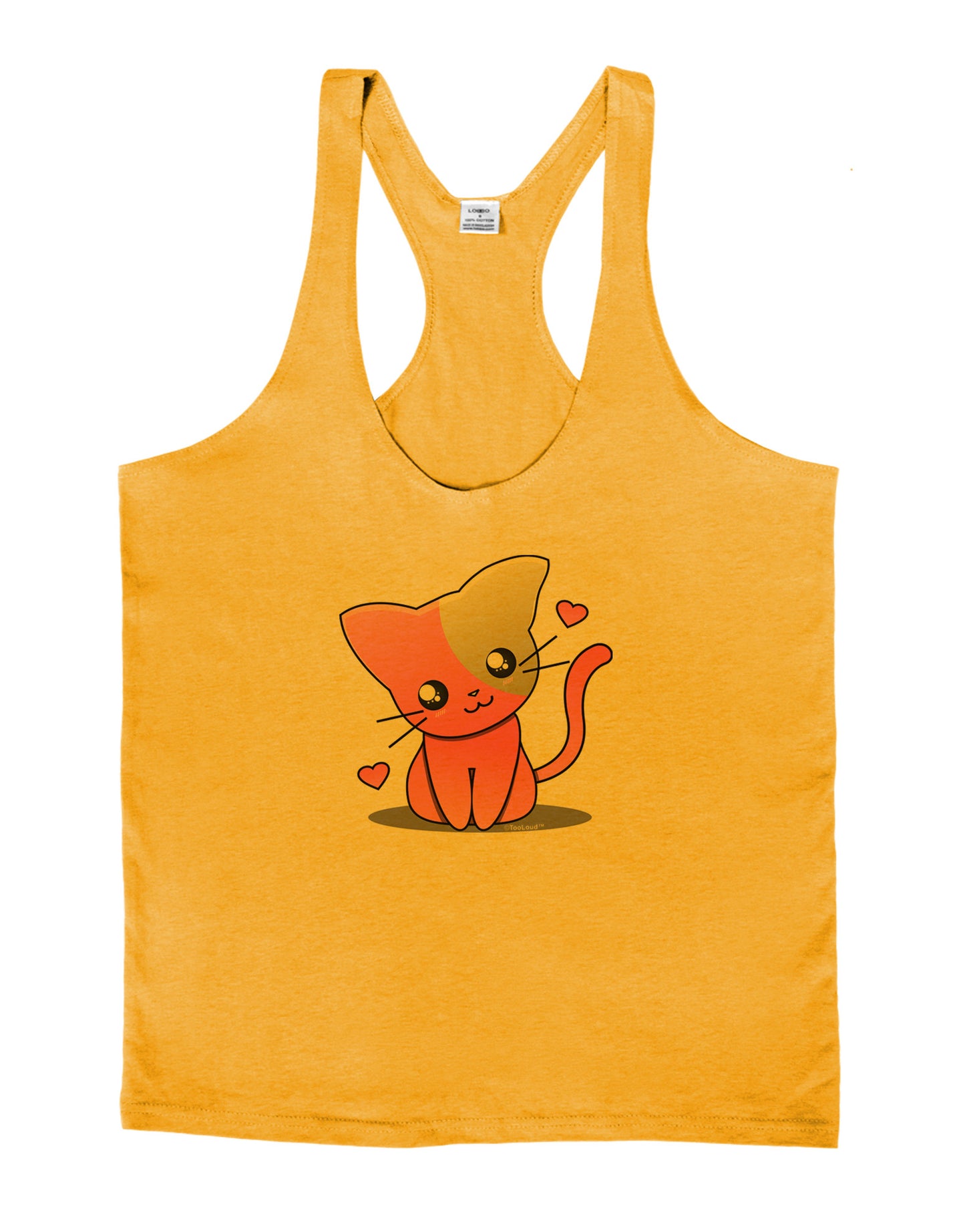 Kawaii Kitty Mens String Tank Top-Men's String Tank Tops-LOBBO-Gold-Small-Davson Sales