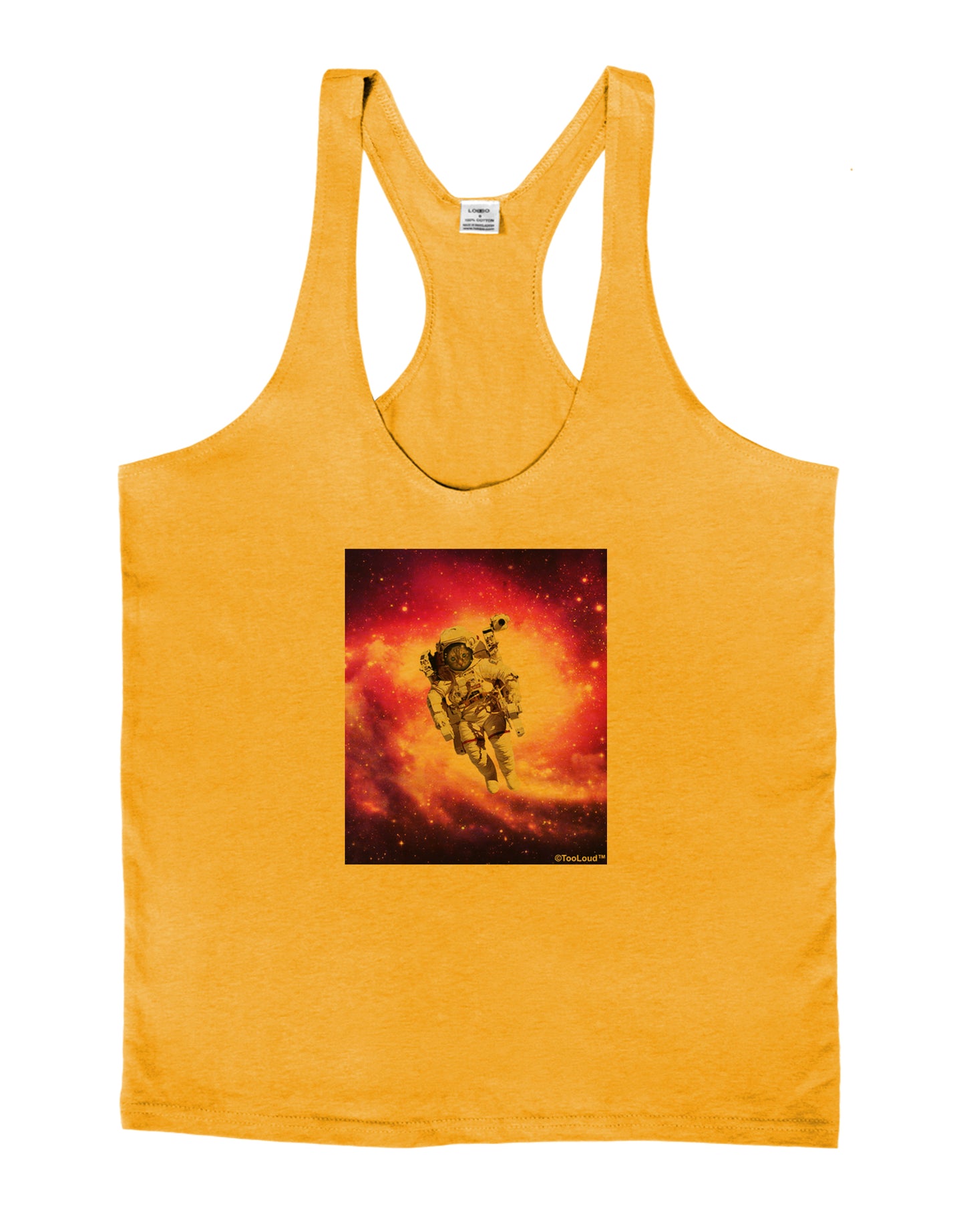 Astronaut Cat Mens String Tank Top-Men's String Tank Tops-LOBBO-Gold-Small-Davson Sales