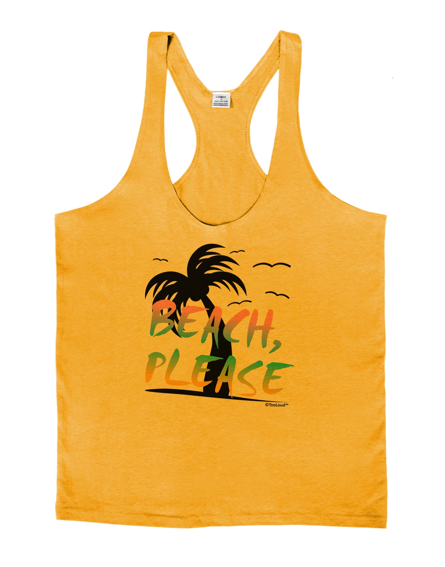 Beach Please - Summer Colors with Palm Trees Mens String Tank Top-Men's String Tank Tops-LOBBO-Gold-Small-Davson Sales