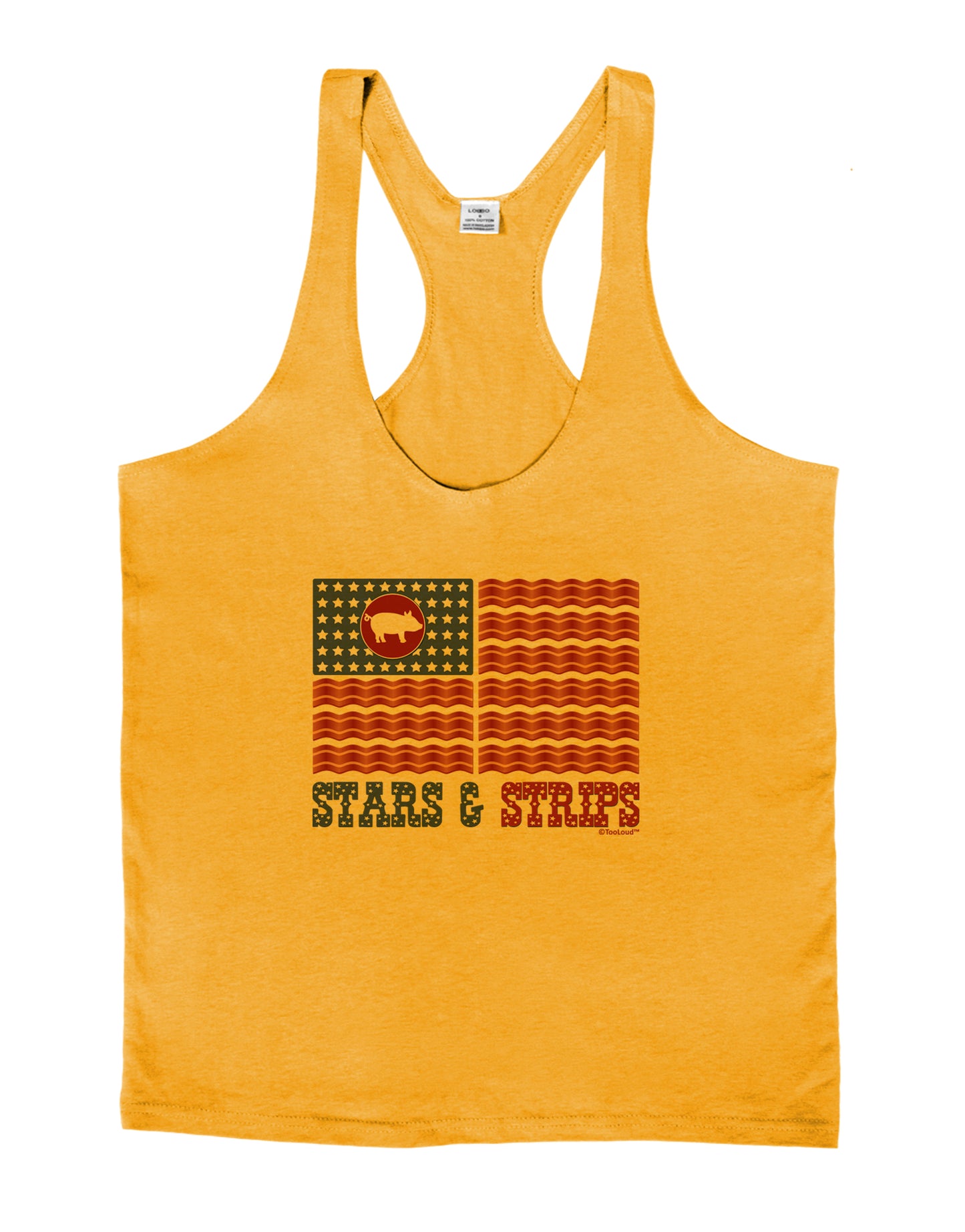 American Bacon Flag - Stars and Strips Mens String Tank Top-Men's String Tank Tops-LOBBO-Gold-Small-Davson Sales
