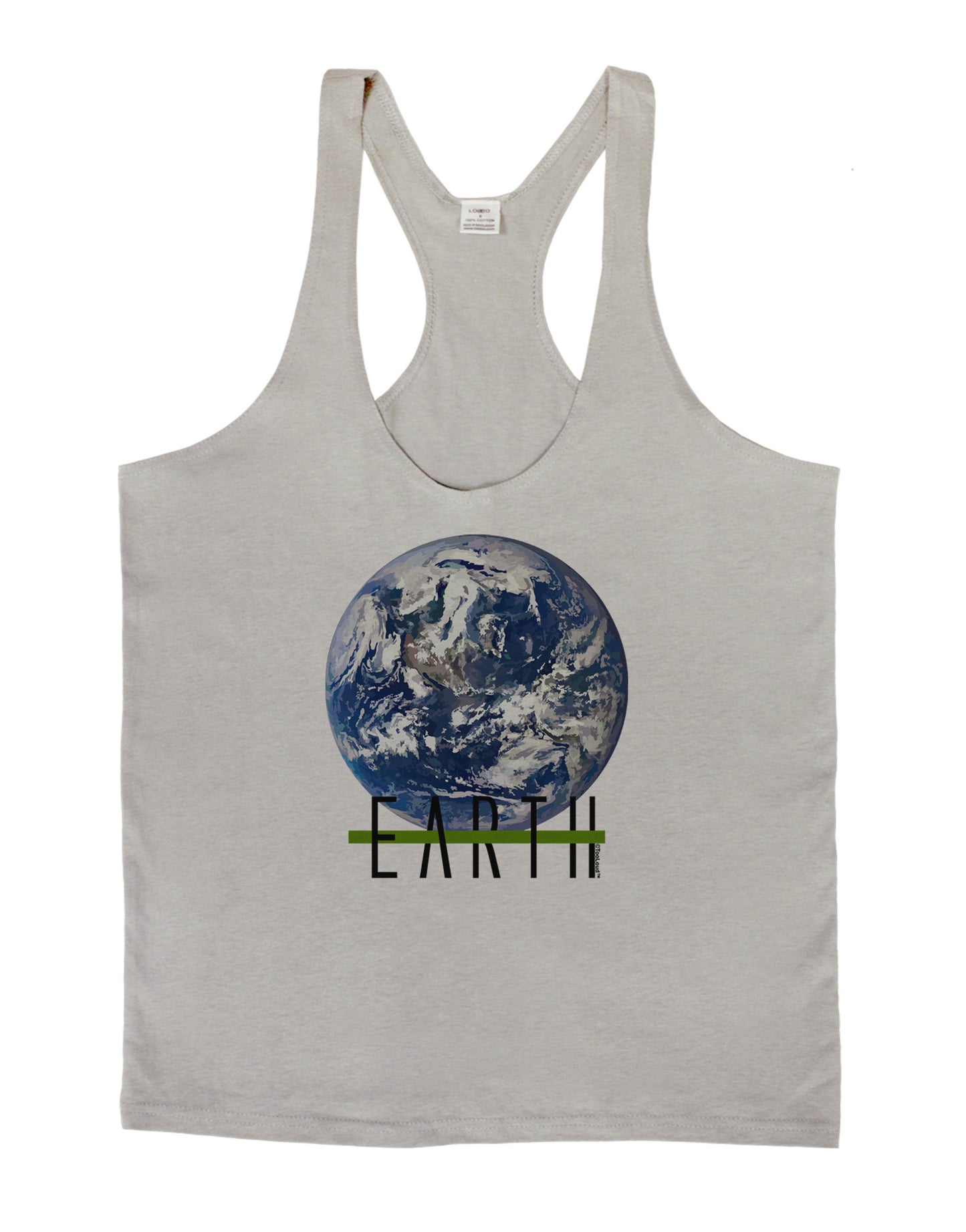 Planet Earth Text Mens String Tank Top-Men's String Tank Tops-LOBBO-Light-Gray-Small-Davson Sales