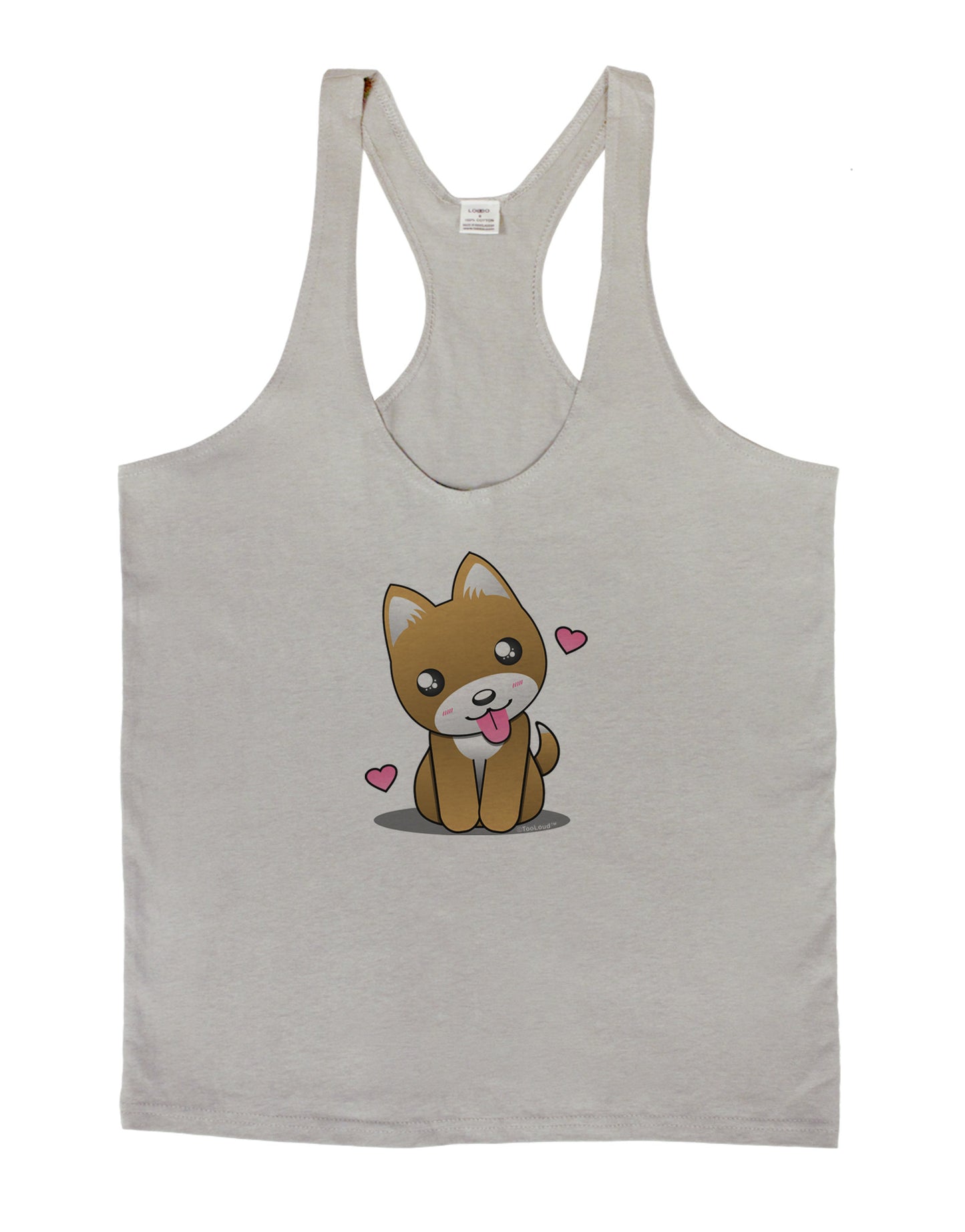 Kawaii Puppy Mens String Tank Top-Men's String Tank Tops-LOBBO-Light-Gray-Small-Davson Sales