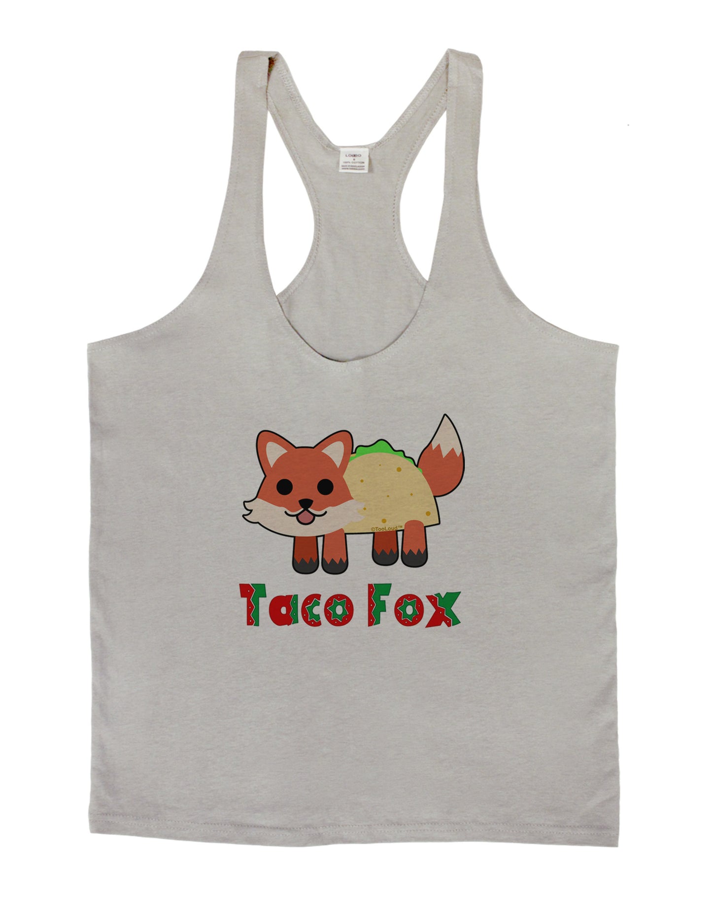Cute Taco Fox Text Mens String Tank Top-Men's String Tank Tops-LOBBO-Light-Gray-Small-Davson Sales