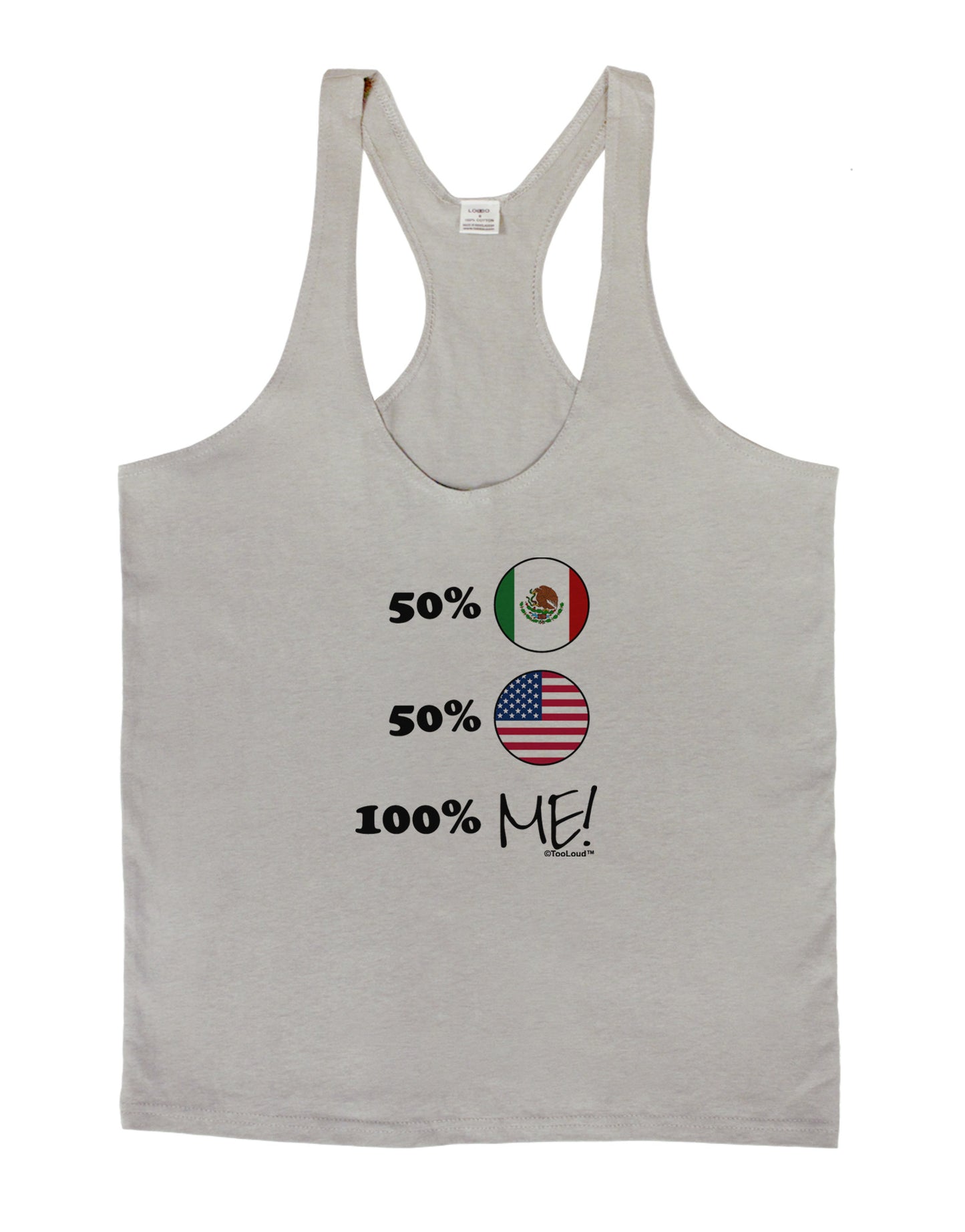 Mexican American 100 Percent Me Mens String Tank Top-Men's String Tank Tops-LOBBO-Light-Gray-Small-Davson Sales