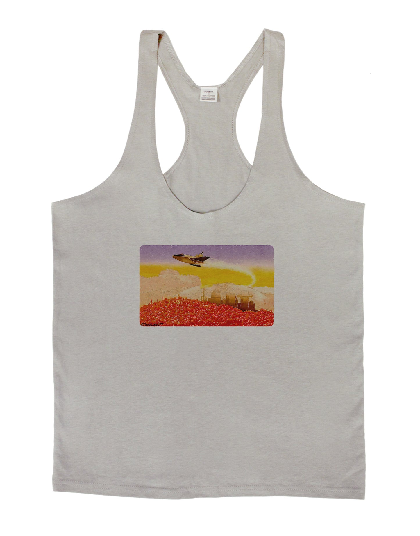 Planet Mars Watercolor Mens String Tank Top-Men's String Tank Tops-LOBBO-Light-Gray-Small-Davson Sales