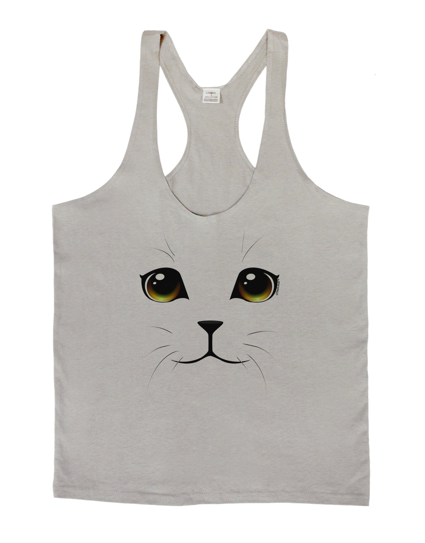 TooLoud Yellow Amber-Eyed Cute Cat Face Mens String Tank Top-Men's String Tank Tops-LOBBO-Light-Gray-Small-Davson Sales