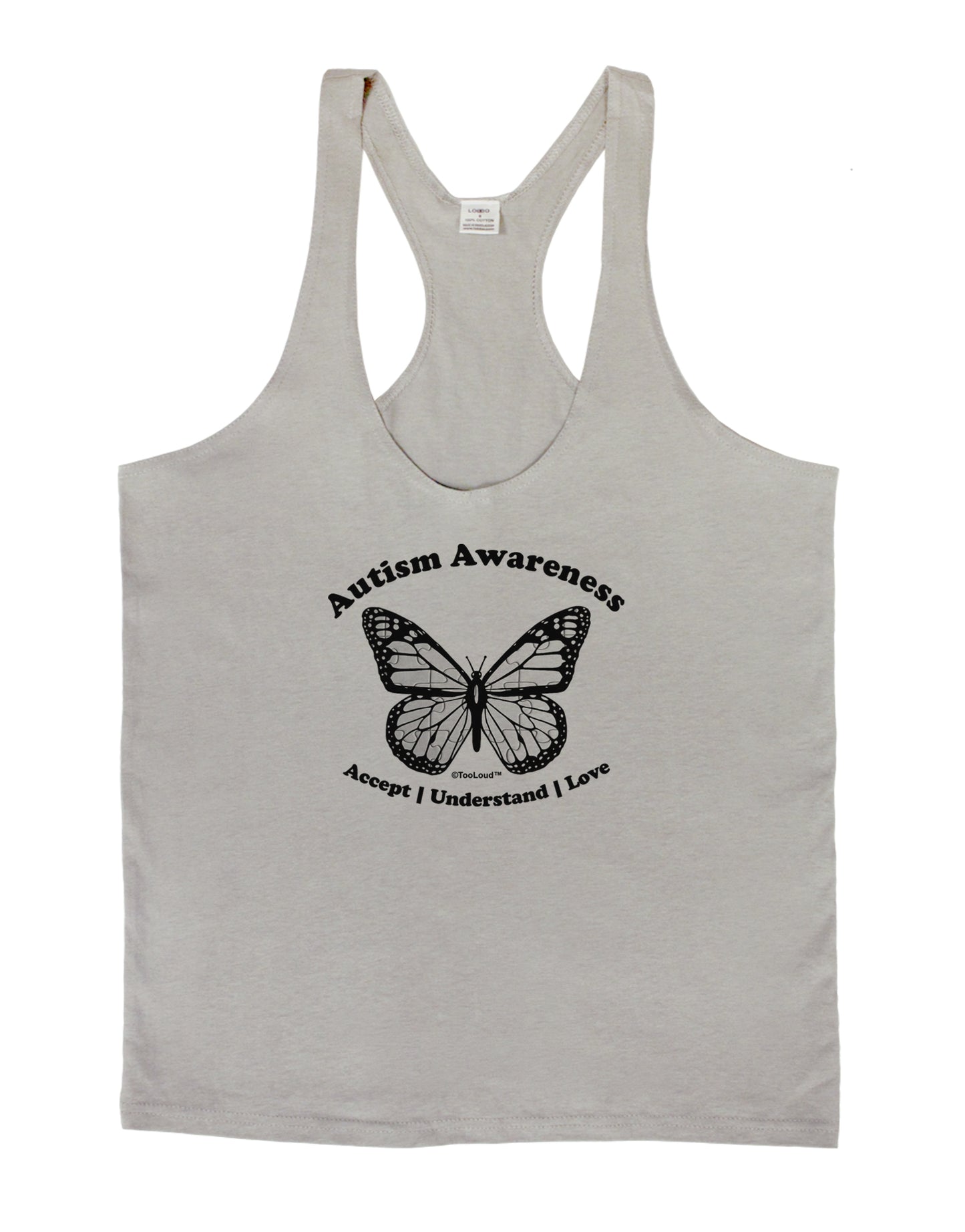 Autism Awareness - Puzzle Piece Butterfly 2 Mens String Tank Top-Men's String Tank Tops-LOBBO-Light-Gray-Small-Davson Sales