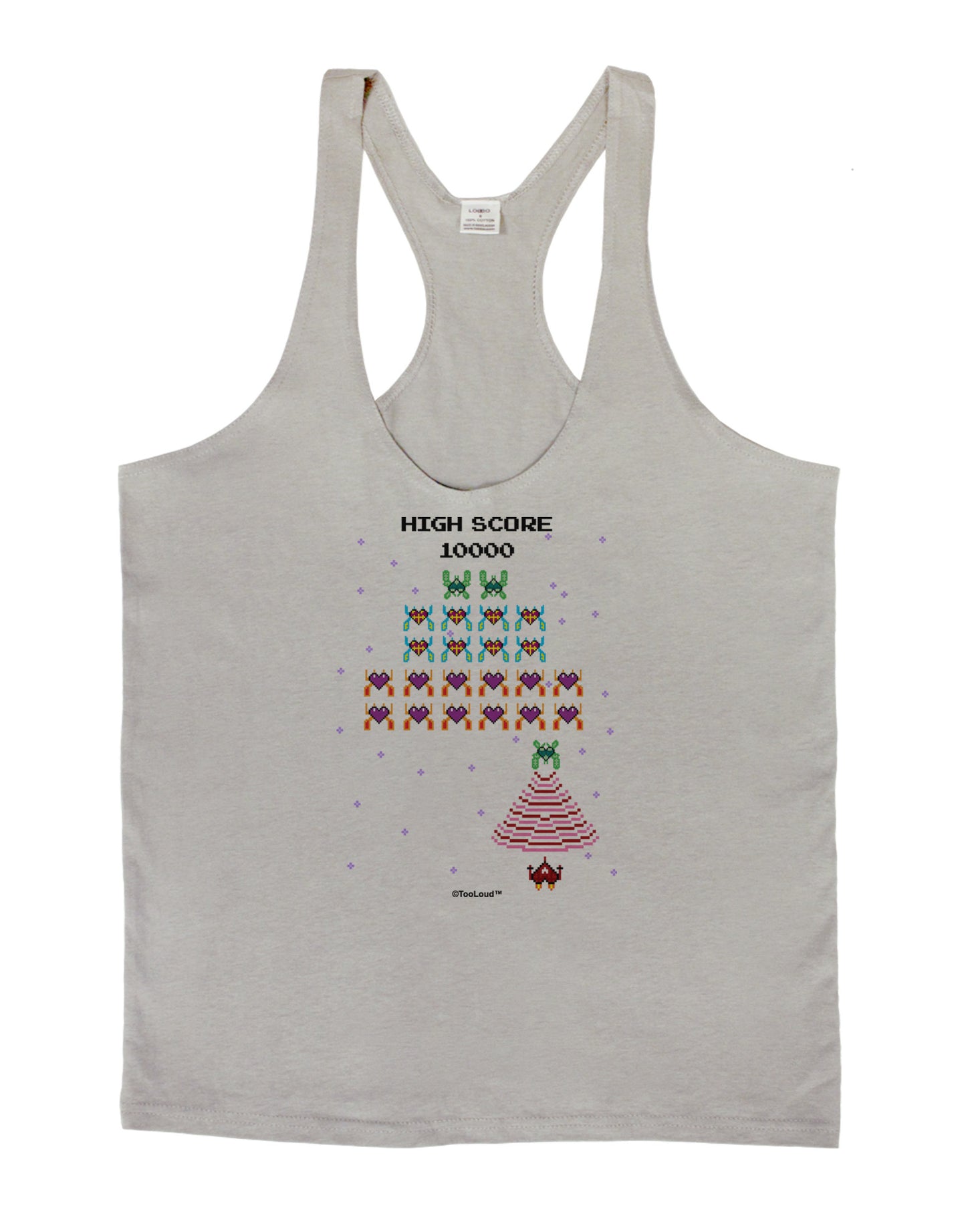 Retro Heart Fighter Mens String Tank Top-Men's String Tank Tops-LOBBO-Light-Gray-Small-Davson Sales