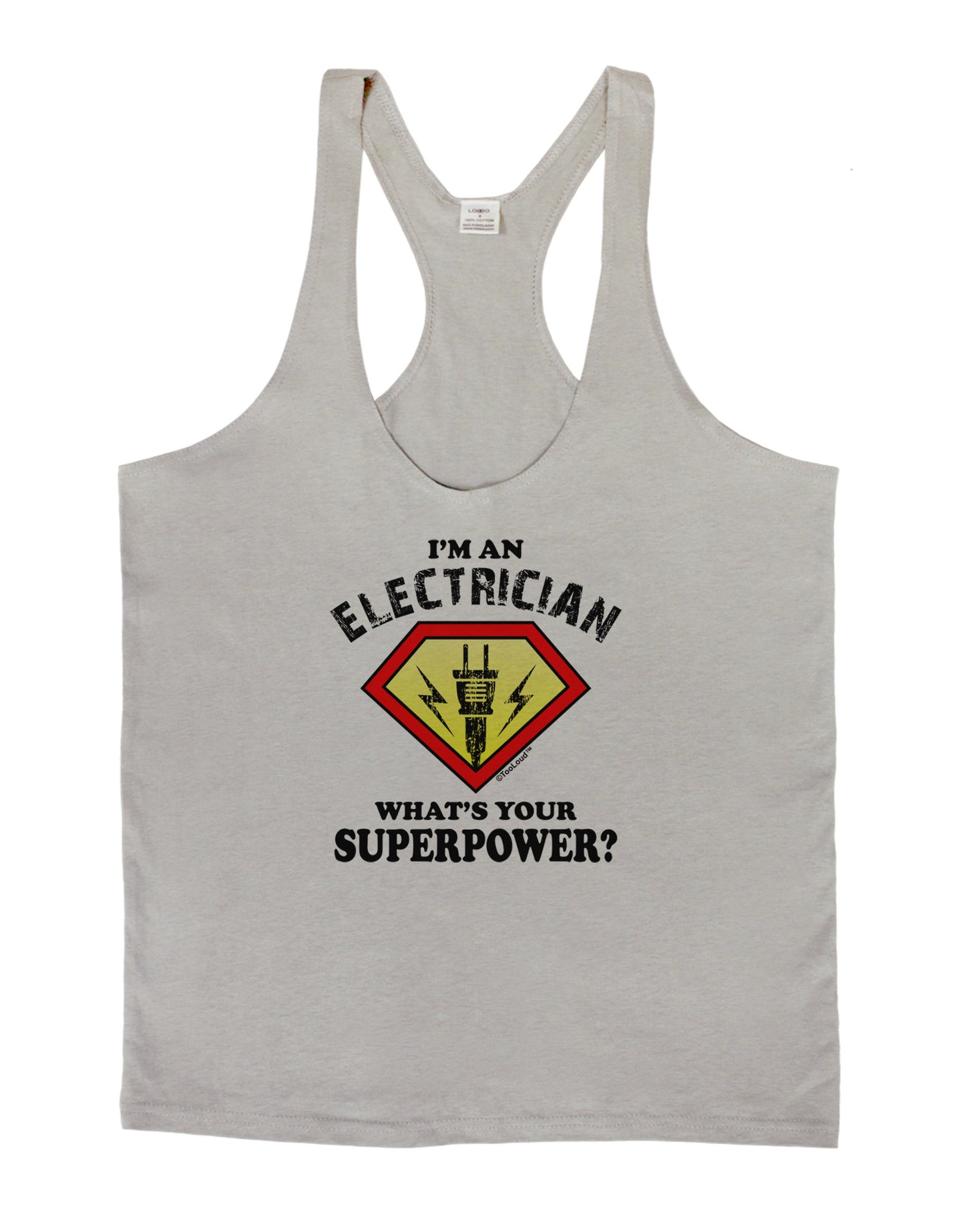 Electrician - Superpower Mens String Tank Top-Men's String Tank Tops-LOBBO-Light-Gray-Small-Davson Sales