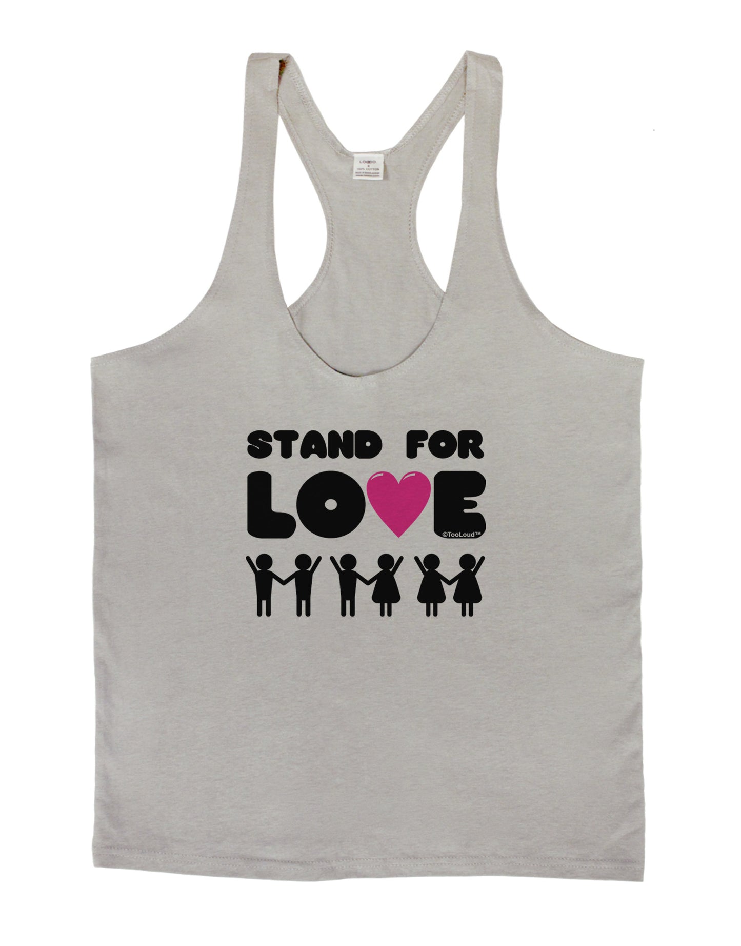 Stand For Love Pink Heart Mens String Tank Top-Men's String Tank Tops-LOBBO-Light-Gray-Small-Davson Sales