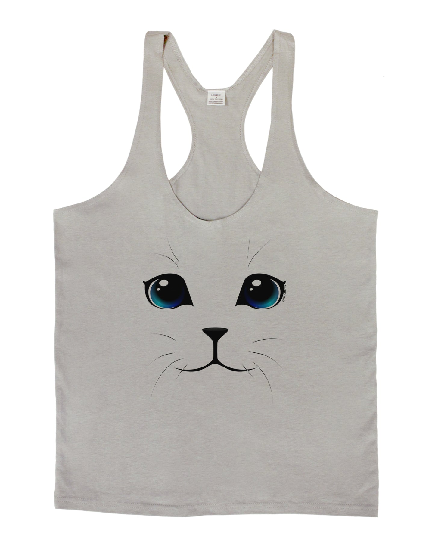 Blue-Eyed Cute Cat Face Mens String Tank Top-Men's String Tank Tops-LOBBO-Light-Gray-Small-Davson Sales