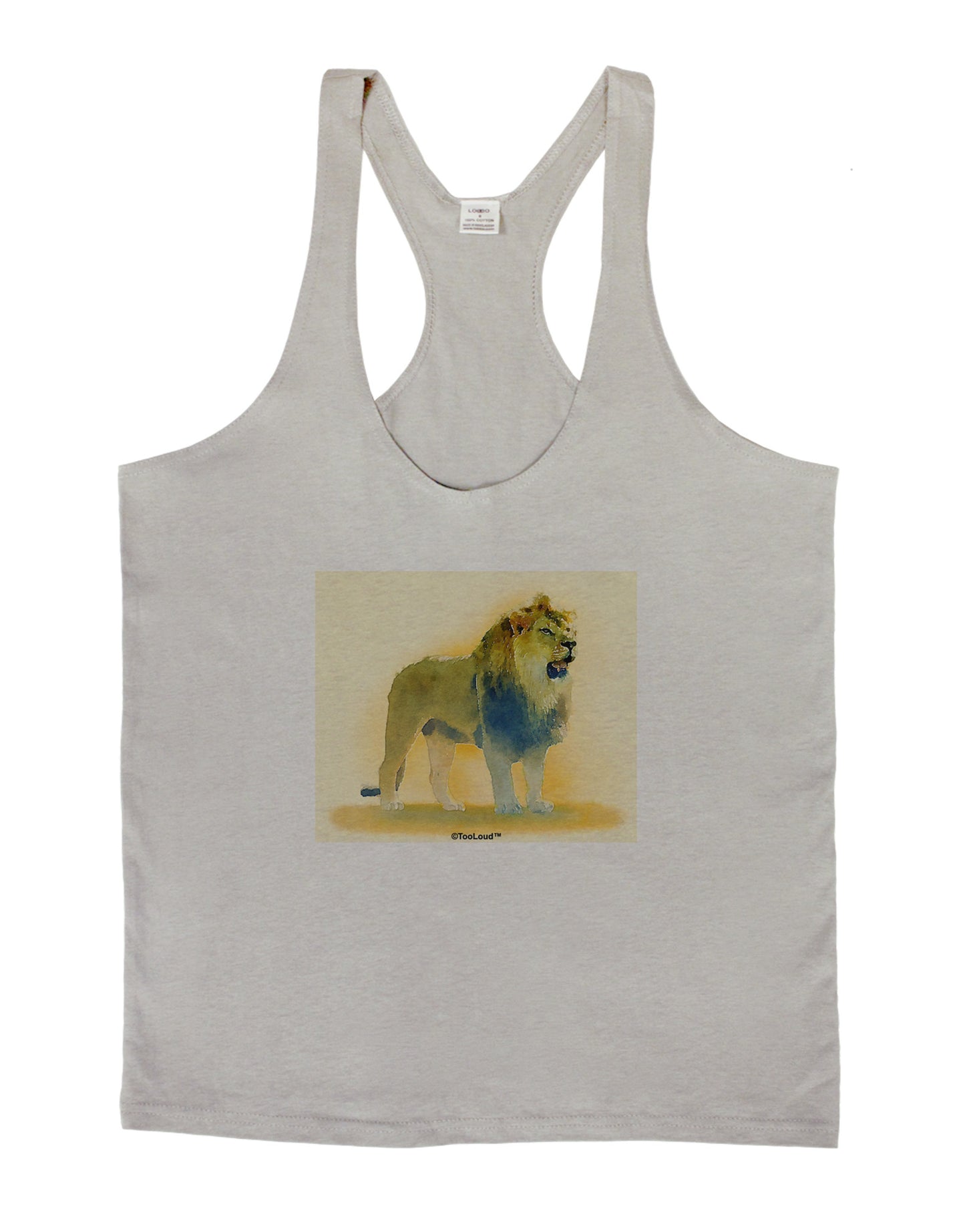 Lion Watercolor 1 Mens String Tank Top-Men's String Tank Tops-LOBBO-Light-Gray-Small-Davson Sales