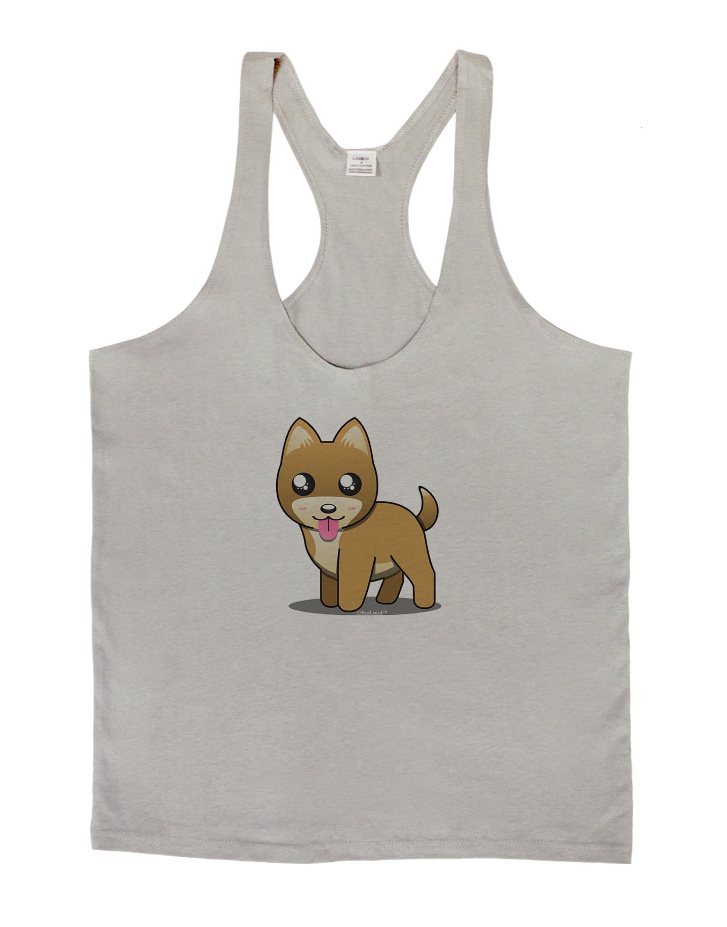 Kawaii Standing Puppy Mens String Tank Top-Men's String Tank Tops-LOBBO-Light-Gray-Small-Davson Sales