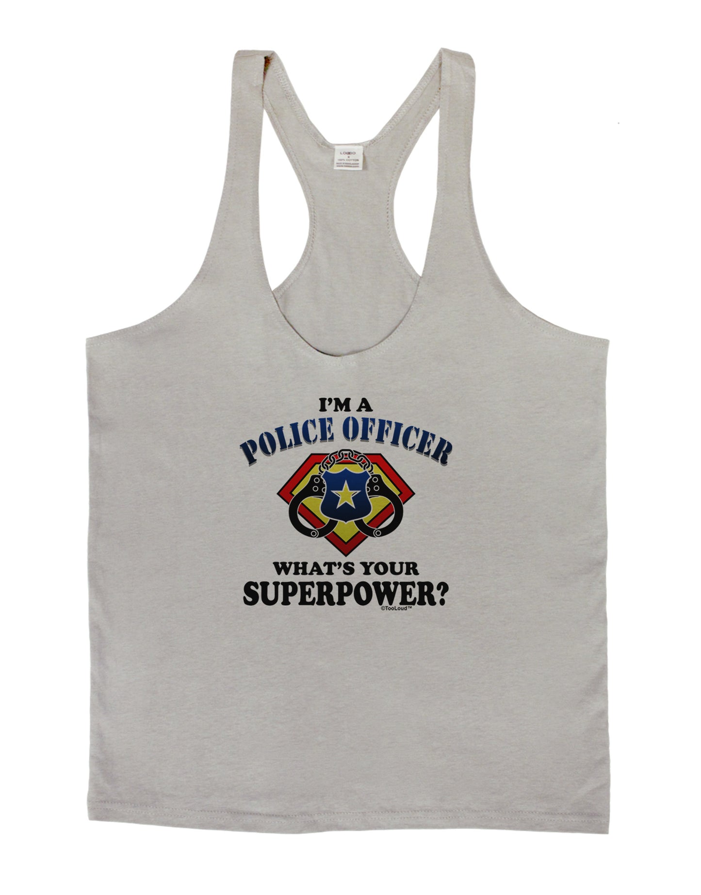 Police Officer - Superpower Mens String Tank Top-Men's String Tank Tops-LOBBO-Light-Gray-Small-Davson Sales