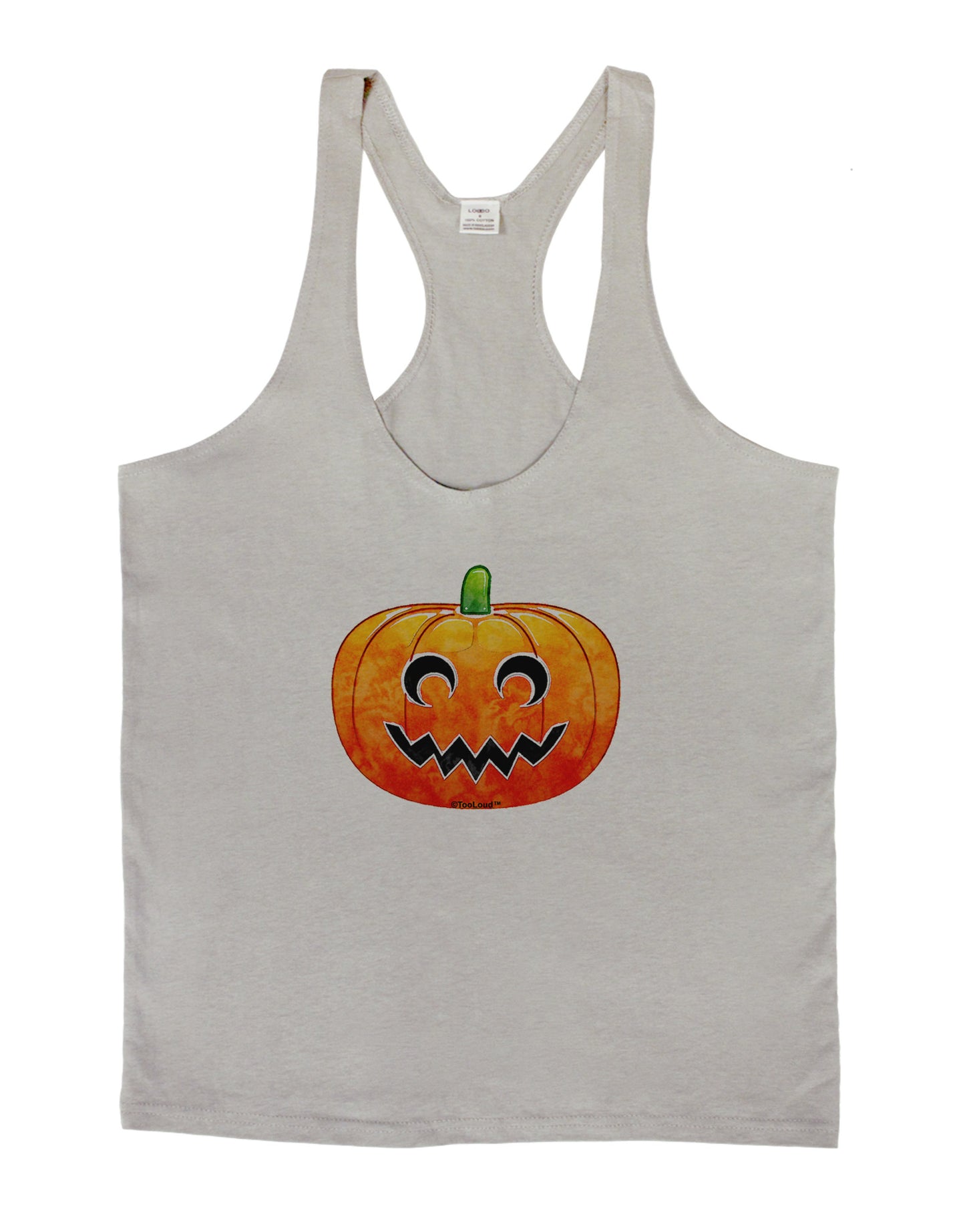 Jack-O-Lantern Watercolor Mens String Tank Top-Men's String Tank Tops-LOBBO-Light-Gray-Small-Davson Sales