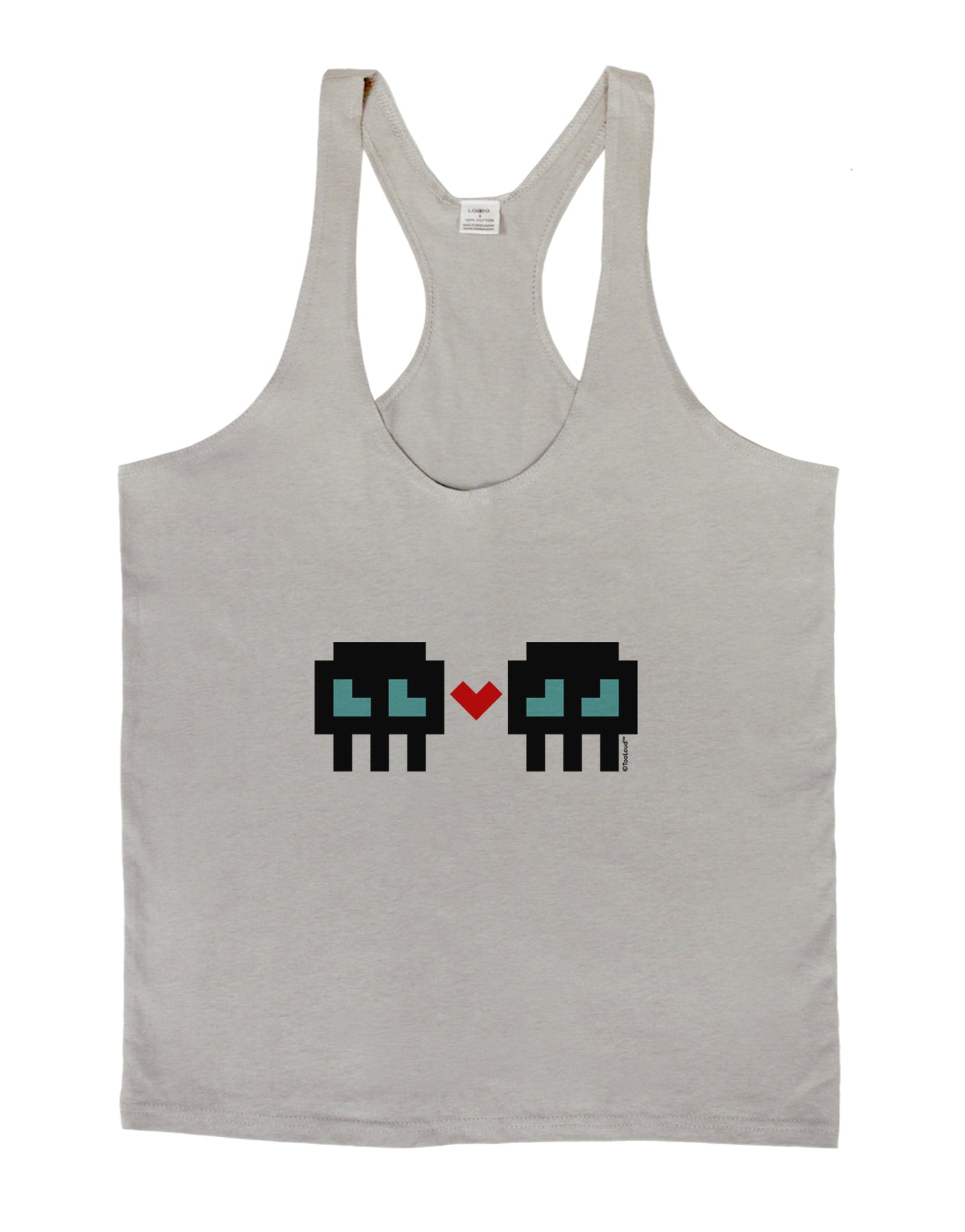 8-Bit Skull Love - Boy and Boy Mens String Tank Top-Men's String Tank Tops-LOBBO-Light-Gray-Small-Davson Sales