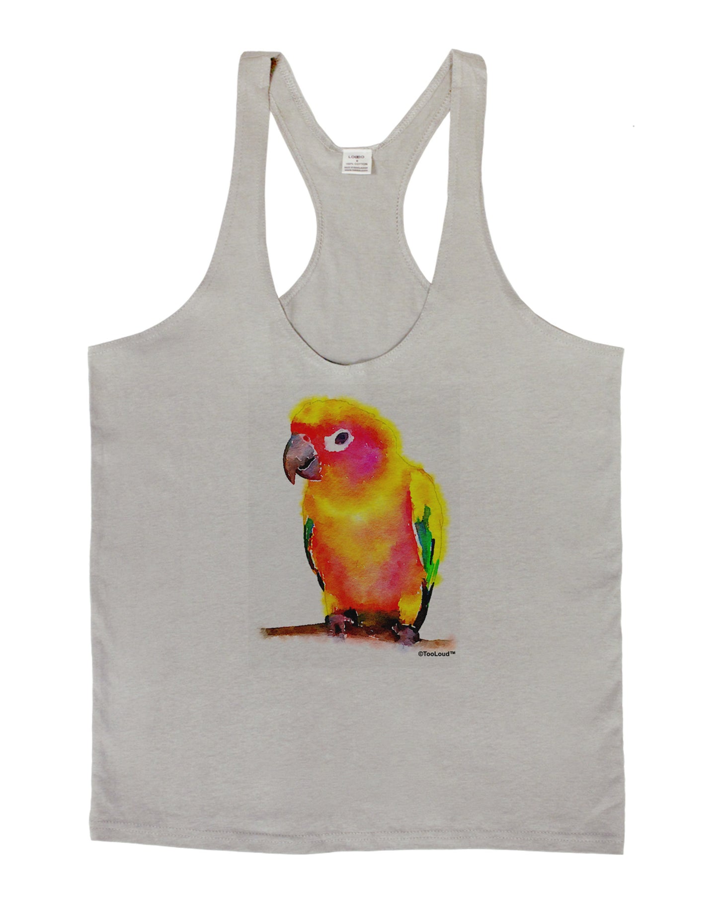 Sun Conure Parrot Watercolor Mens String Tank Top-Men's String Tank Tops-LOBBO-Light-Gray-Small-Davson Sales