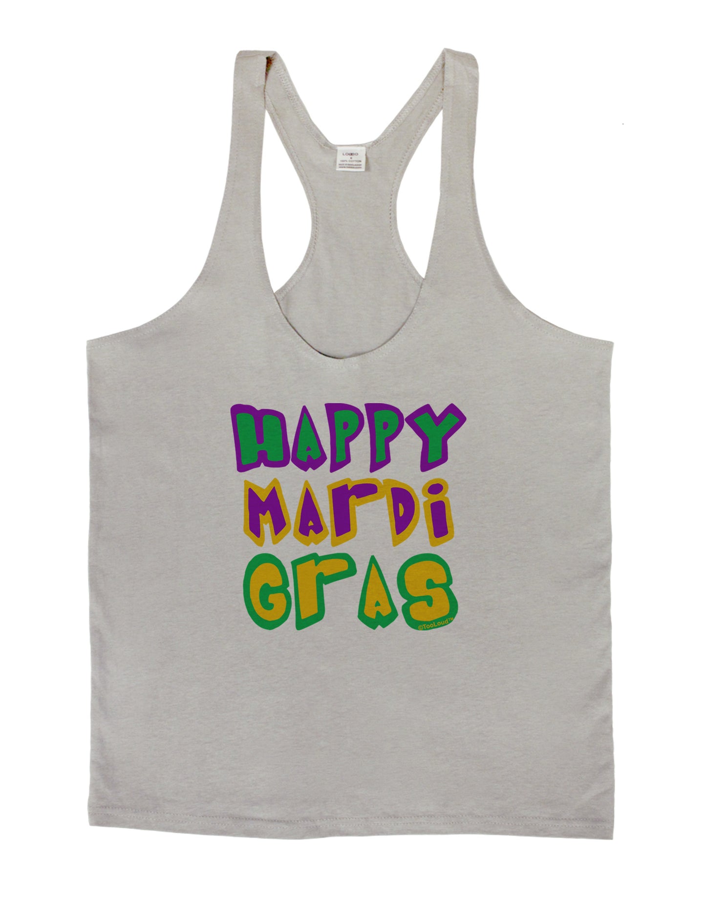 Happy Mardi Gras Text 2 Mens String Tank Top-Men's String Tank Tops-LOBBO-Light-Gray-Small-Davson Sales