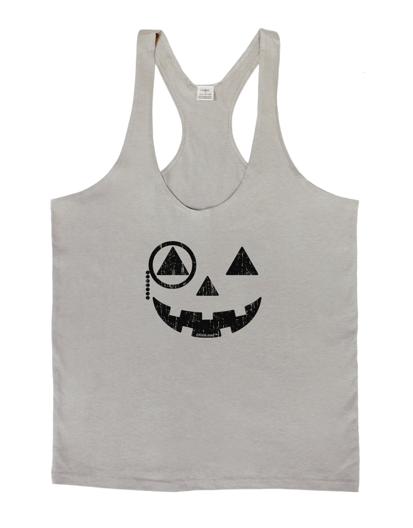 Monocle Jack-o-Lantern Distressed Mens String Tank Top-Men's String Tank Tops-LOBBO-Light-Gray-Small-Davson Sales
